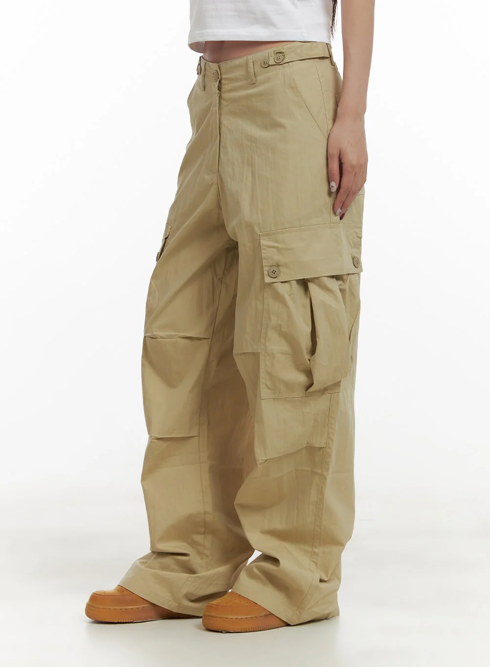 Pintuck Buttoned Cargo Pants CY403 - Image 3