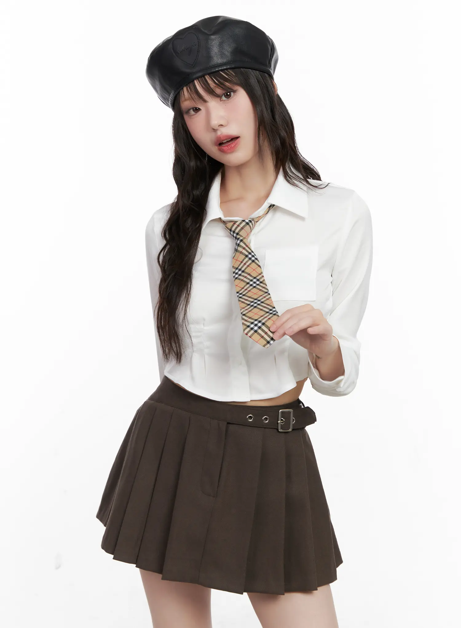 Pintuck Cropped Shirt CN510