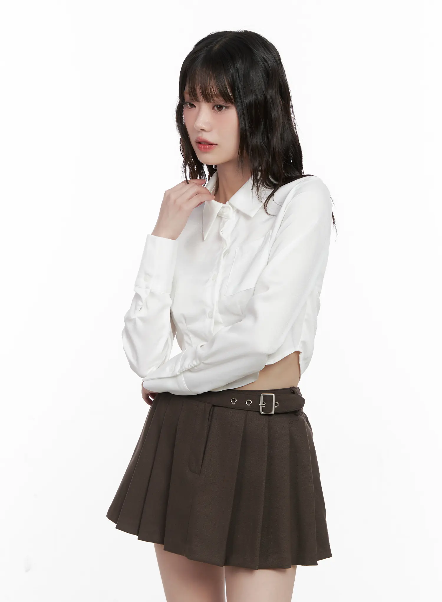 Pintuck Cropped Shirt CN510 - Image 5
