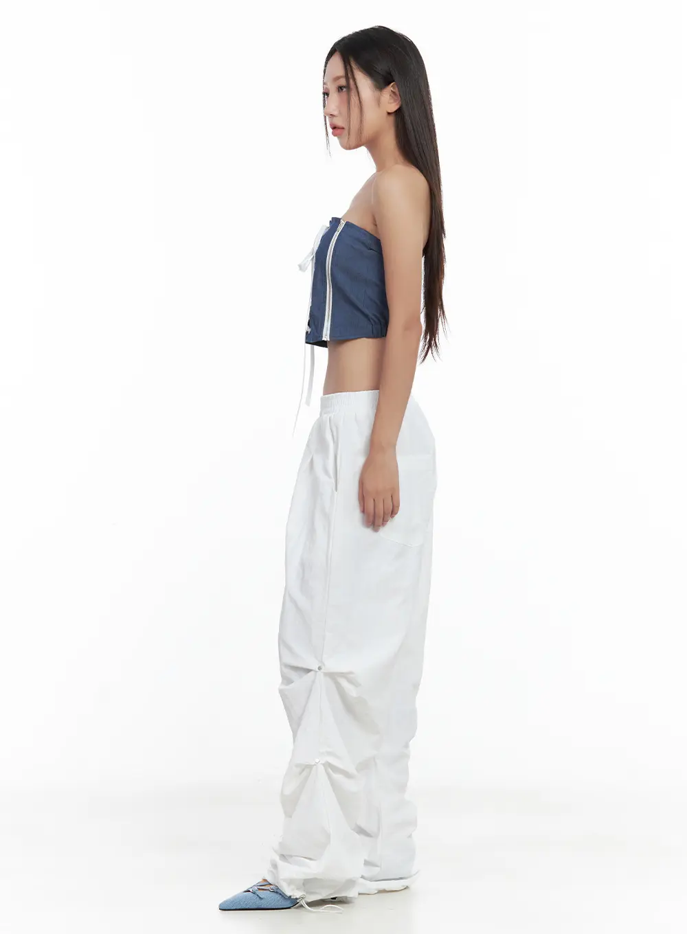 Pintuck Rivet Wide-Leg Joggers CL508 - Image 7