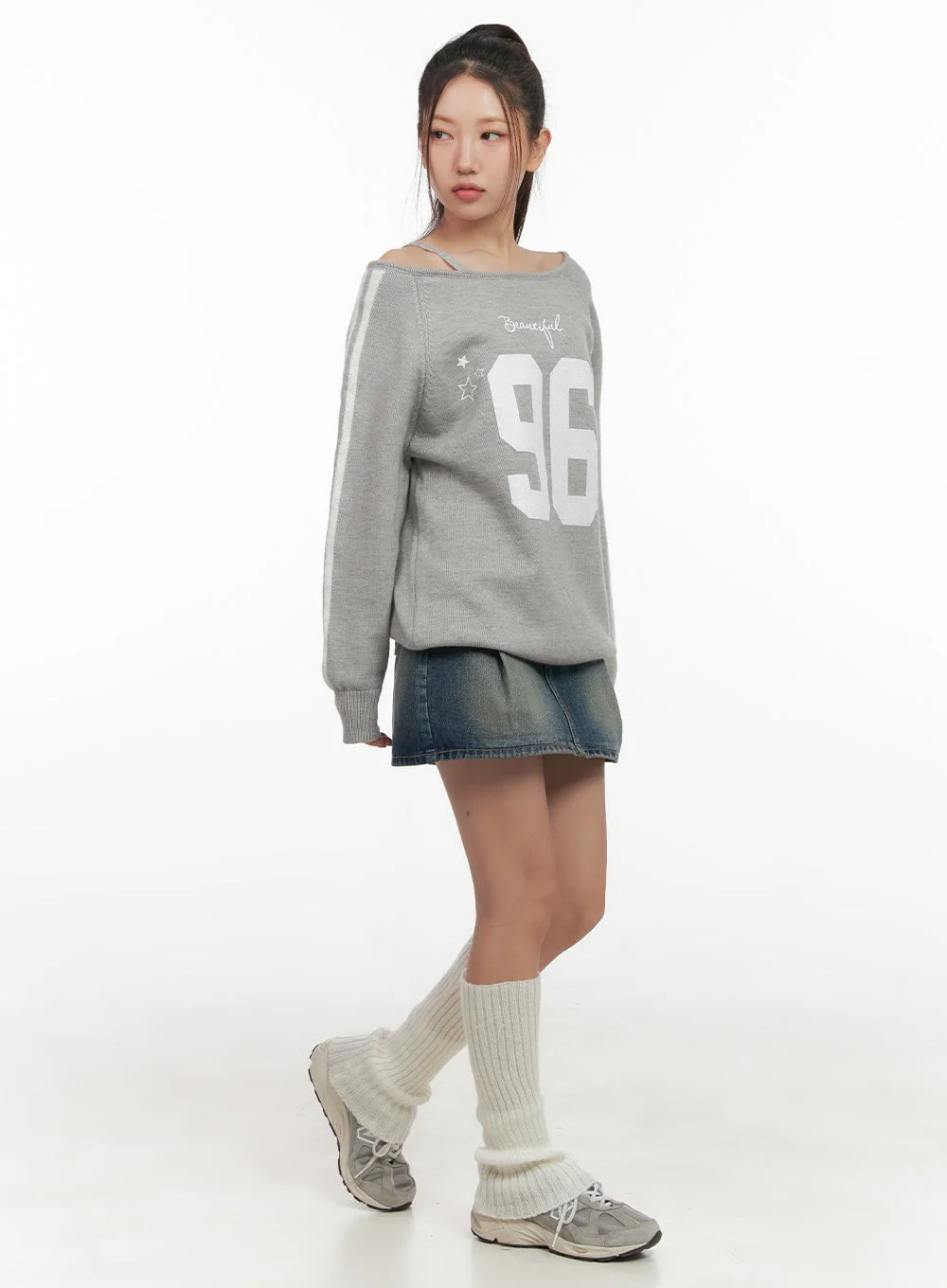 Pintuck Washed Denim Mini Skirt CD416 - Image 3