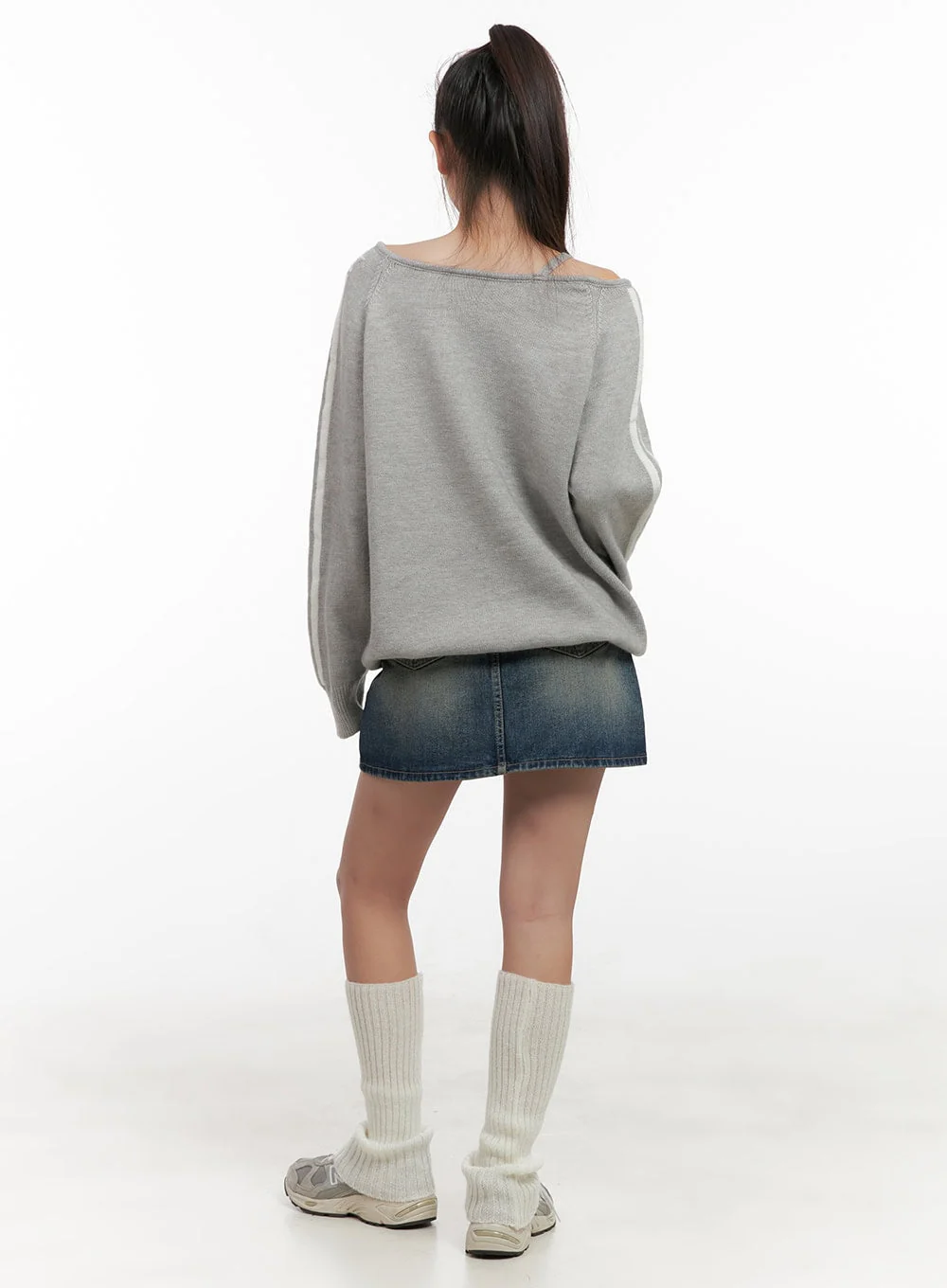 Pintuck Washed Denim Mini Skirt CD416 - Image 4