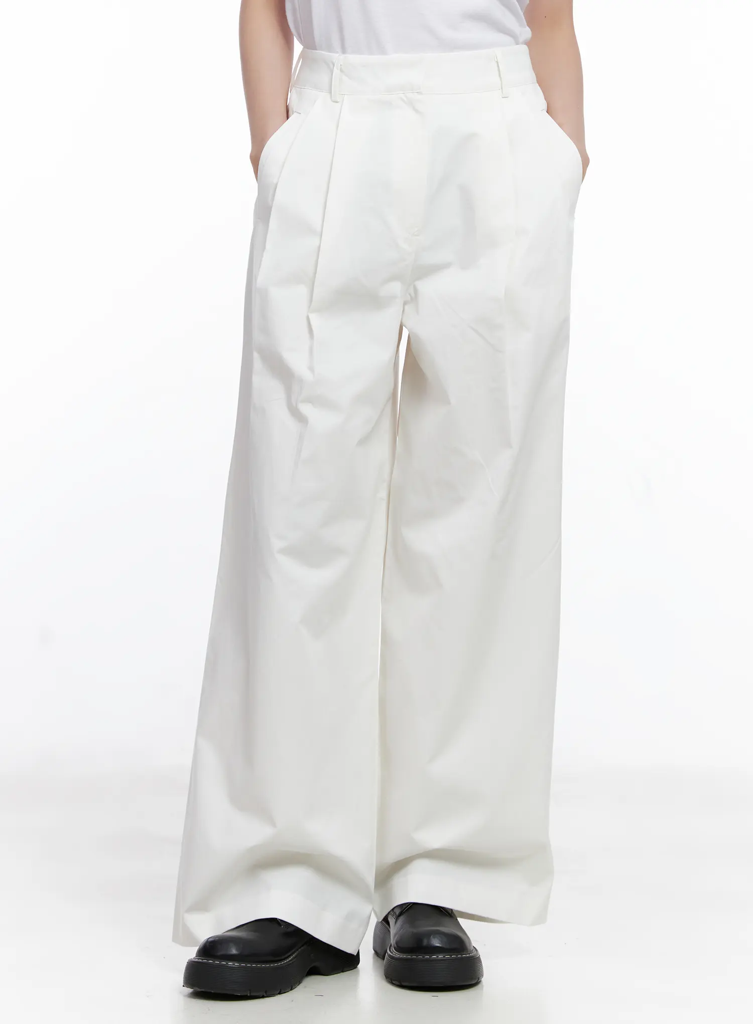 Pintuck Wide Leg Cotton Pants CG520