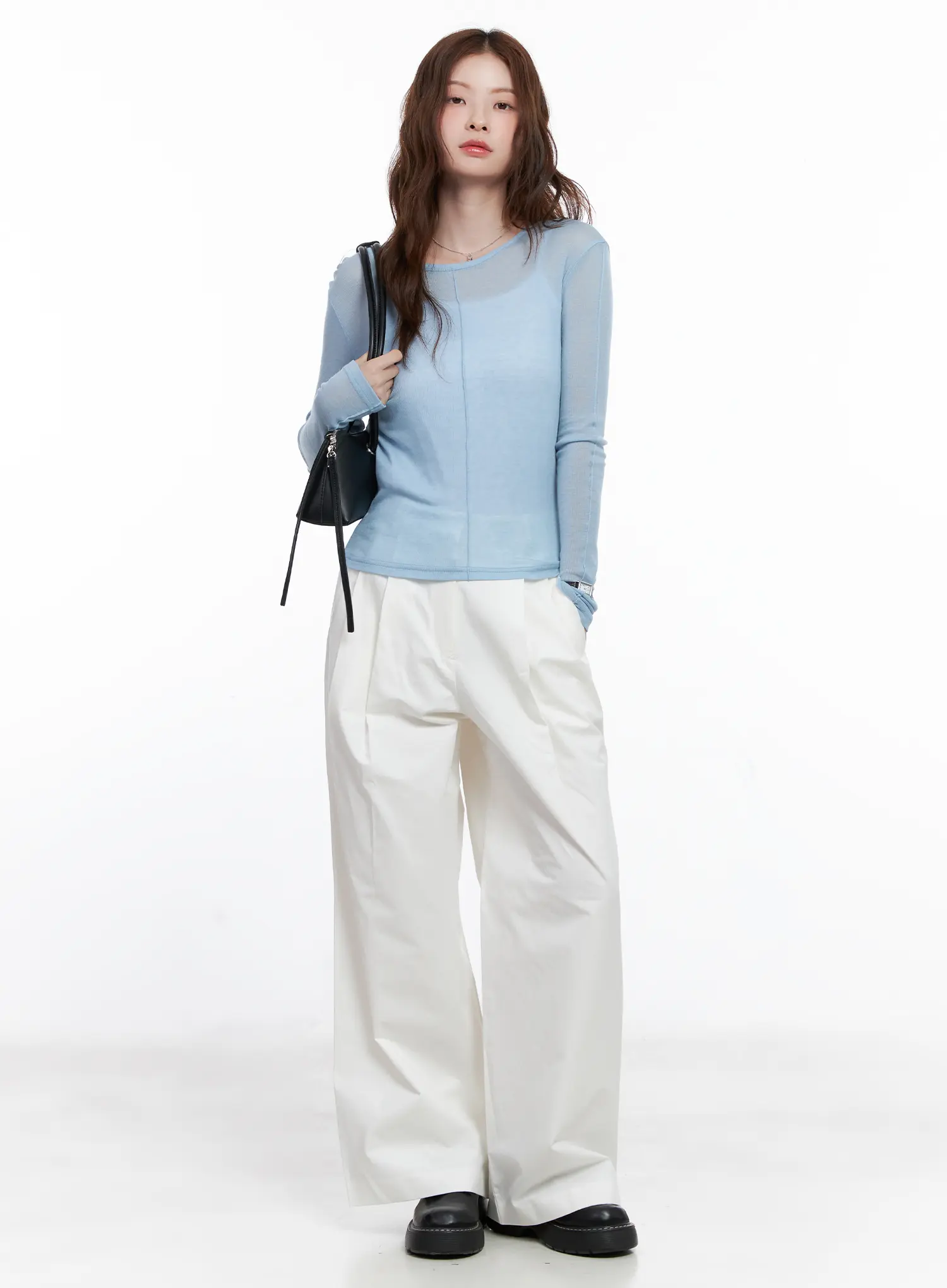 Pintuck Wide Leg Cotton Pants CG520 - Image 2