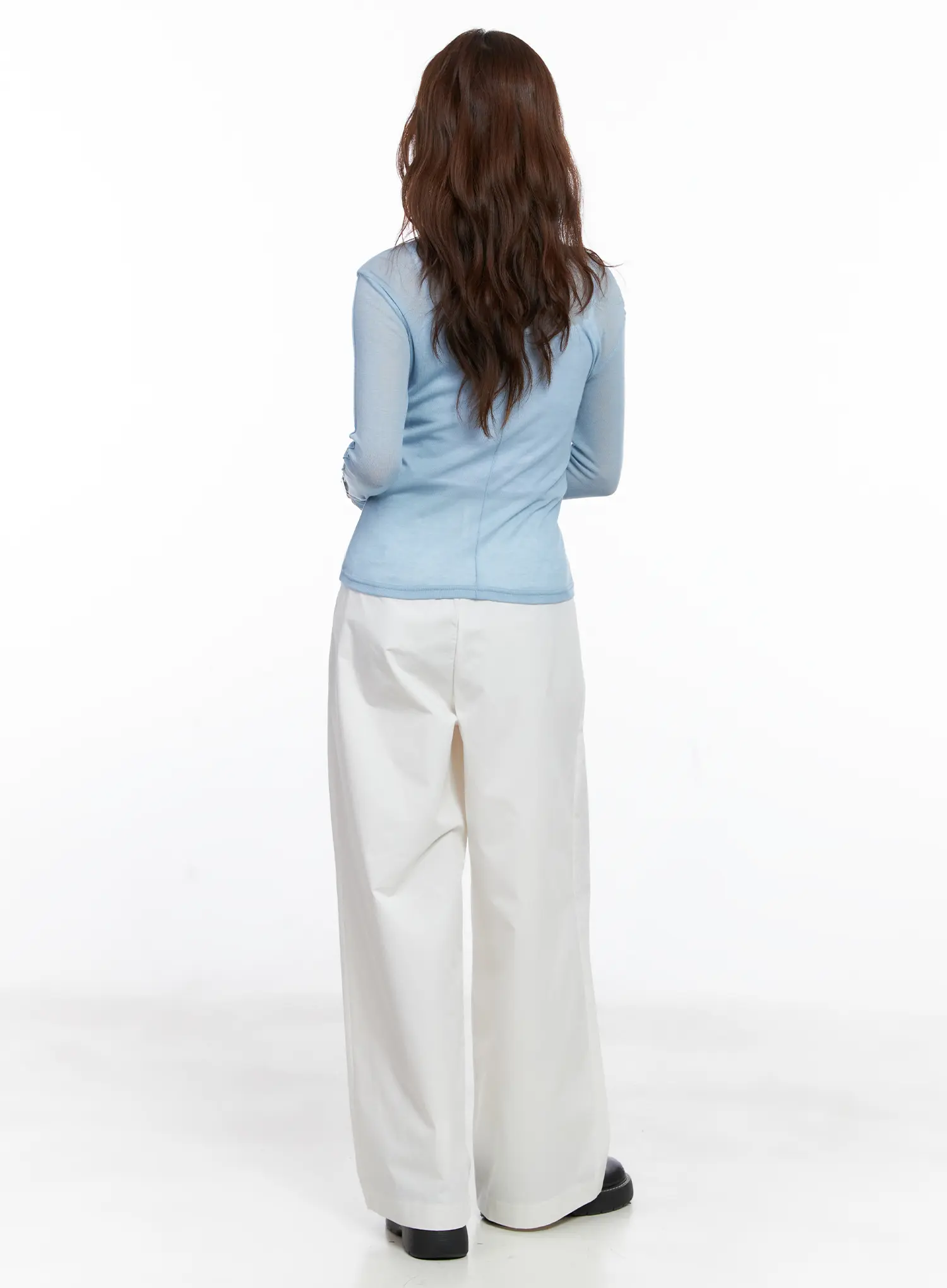Pintuck Wide Leg Cotton Pants CG520 - Image 7