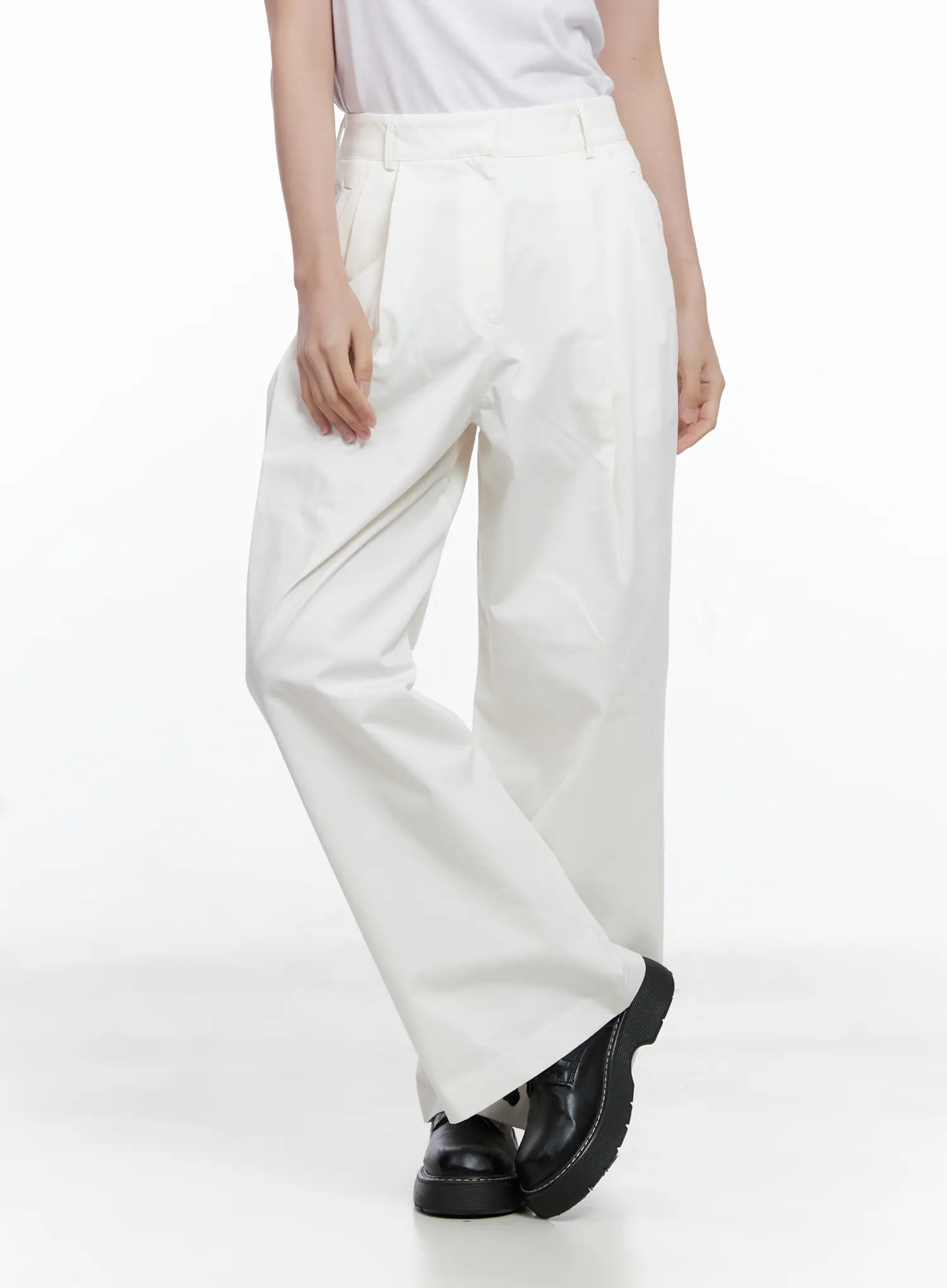 Pintuck Wide Leg Cotton Pants CG520 - Image 8