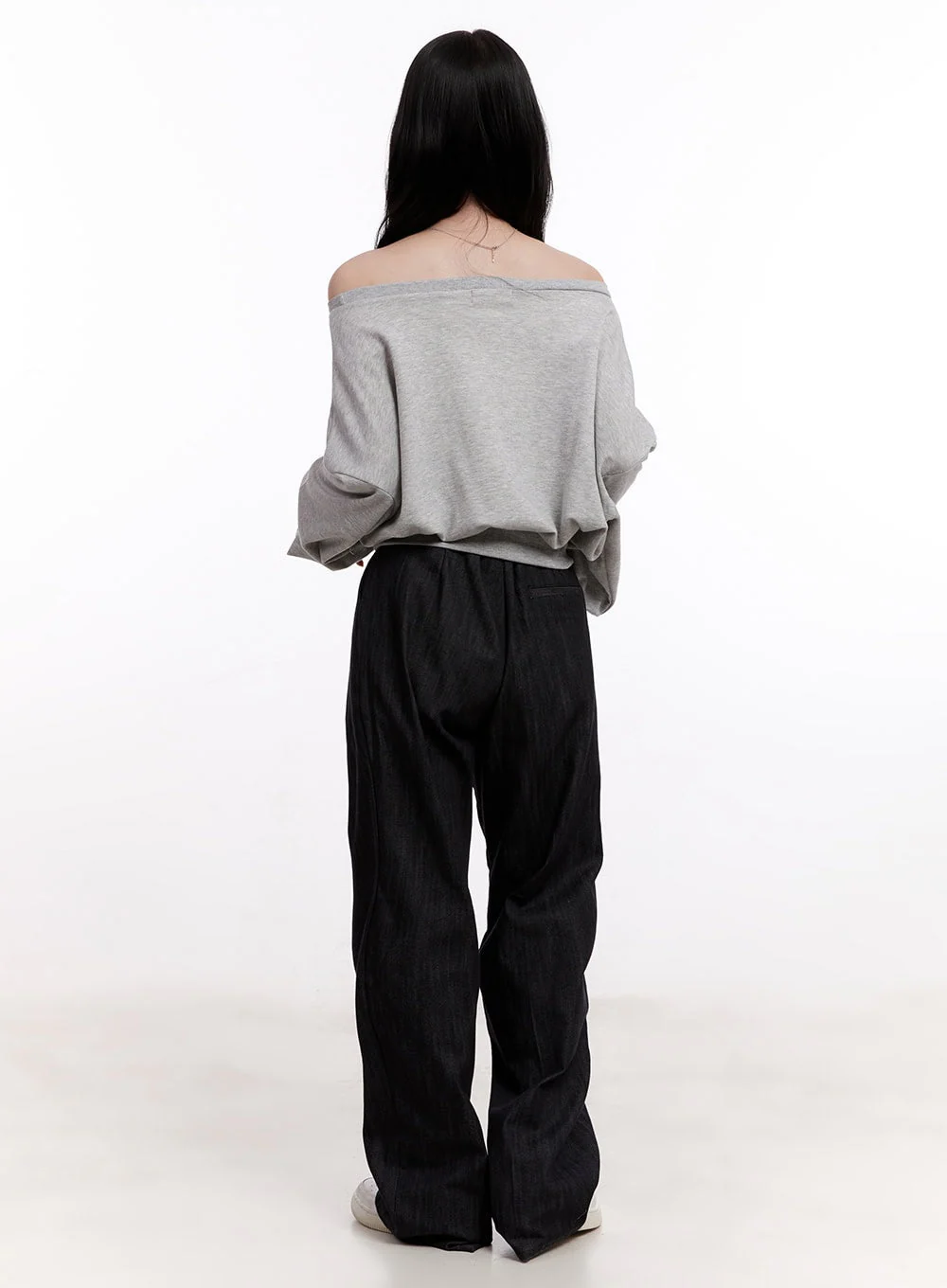 Pintuck Wide-Leg Denim Pants CM527 - Image 6