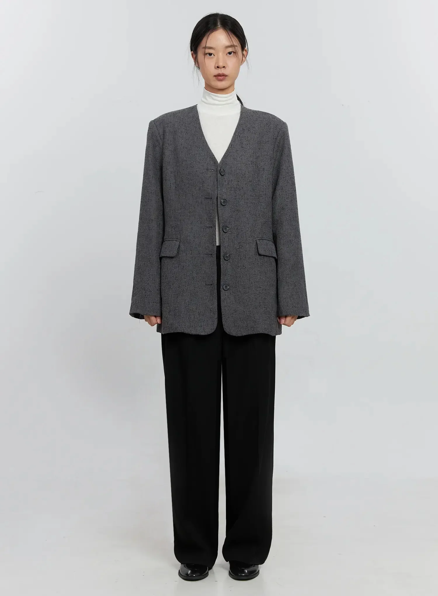 Pintuck Wide-Leg Slacks IS516 - Image 10