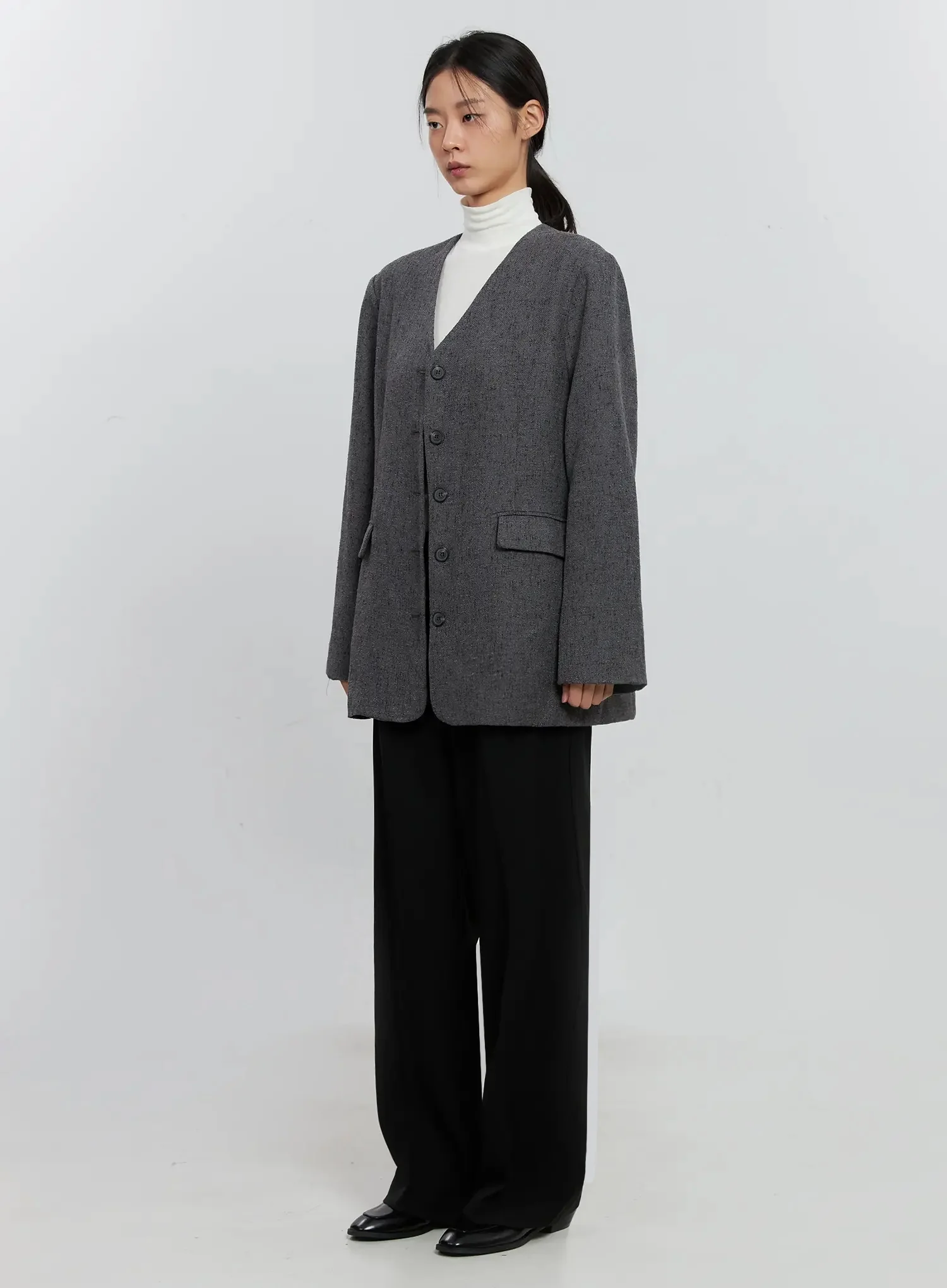 Pintuck Wide-Leg Slacks IS516 - Image 11