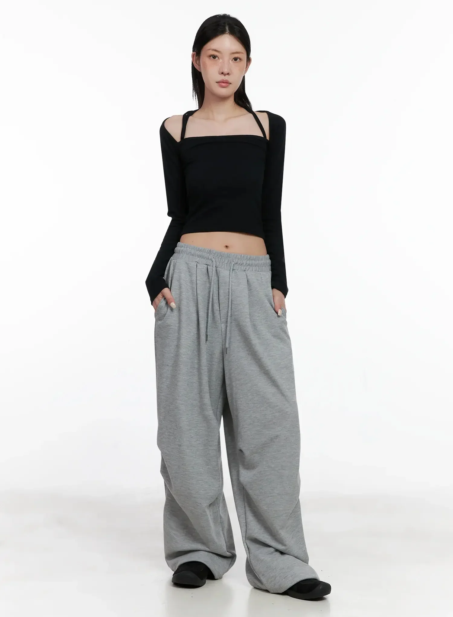 Pintuck Wide Leg Sweatpants IS508 - Image 5