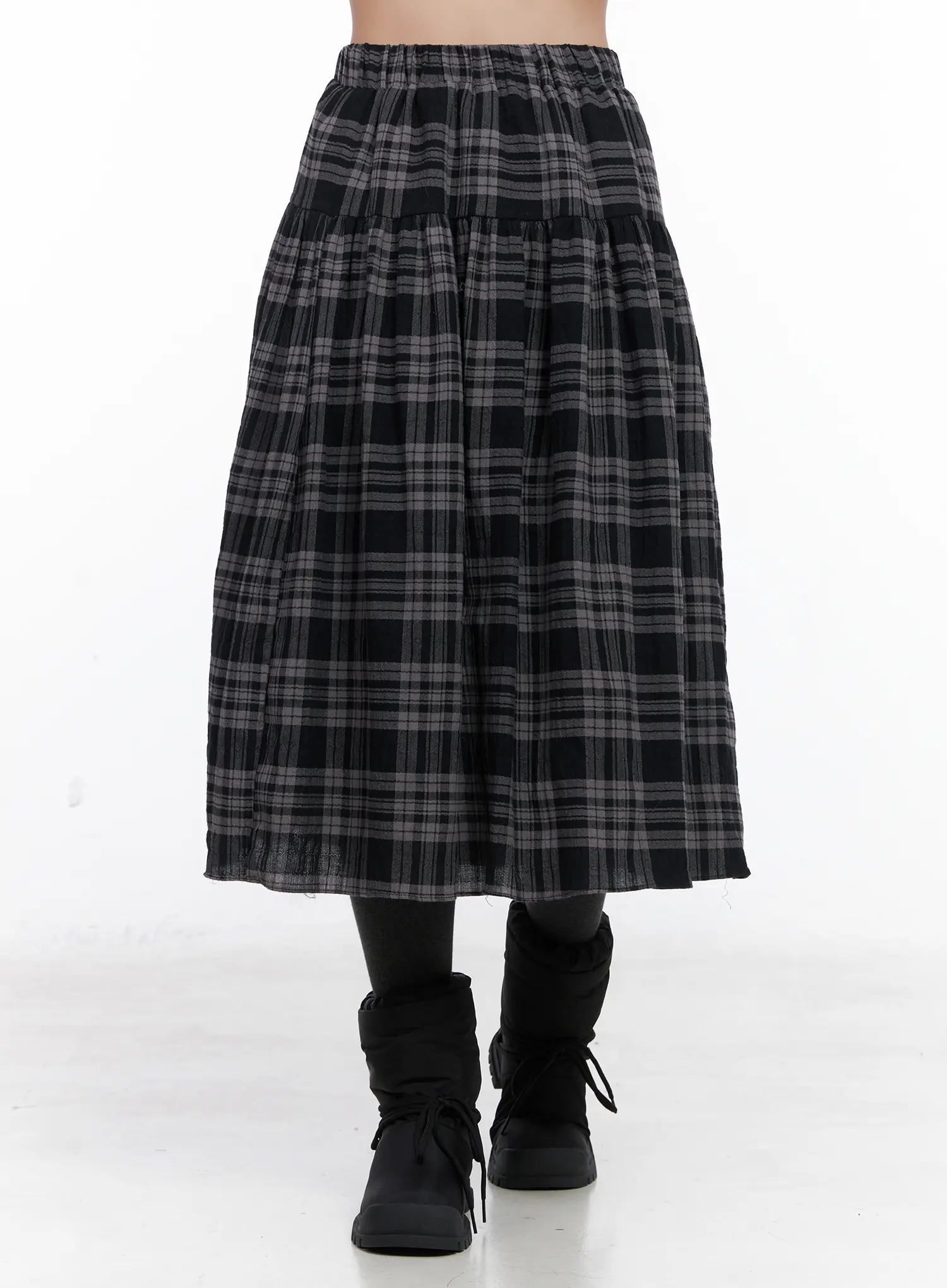 Plaid Flare Maxi Skirt CN514