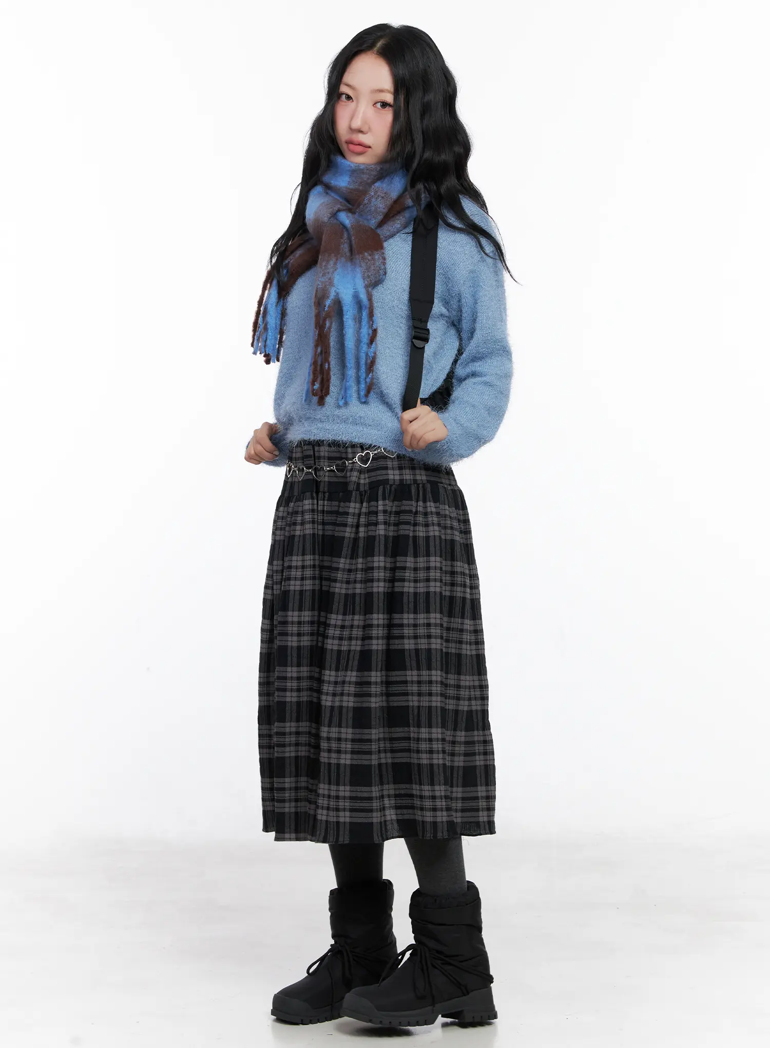 Plaid Flare Maxi Skirt CN514 - Image 2