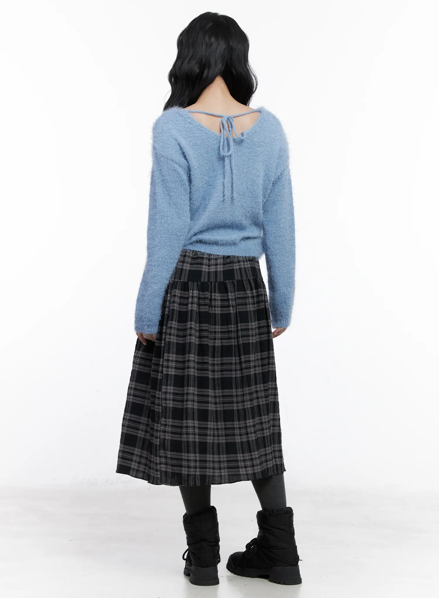 Plaid Flare Maxi Skirt CN514 - Image 7