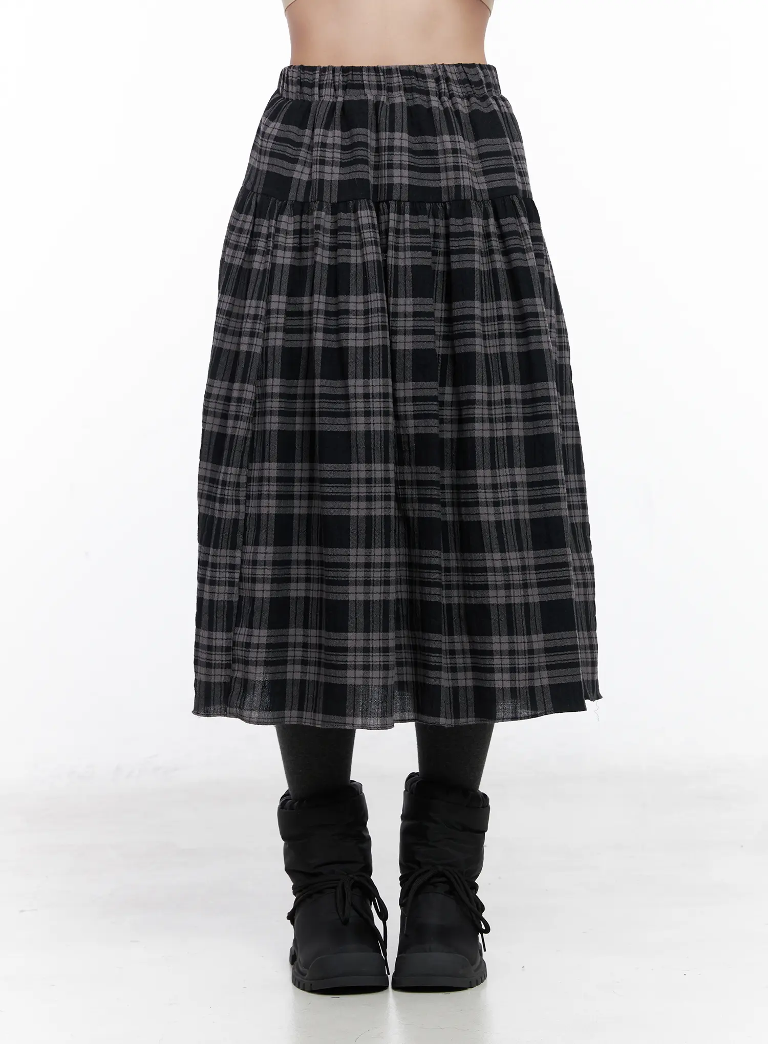 Plaid Flare Maxi Skirt CN514 - Image 8