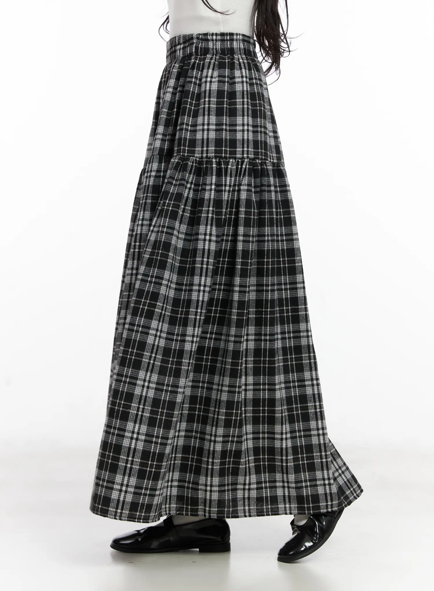 Plaid Frill Maxi Skirt CN527 - Image 6