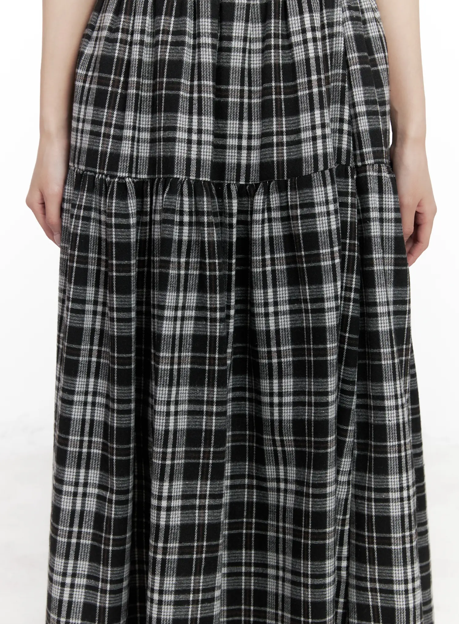 Plaid Frill Maxi Skirt CN527 - Image 9