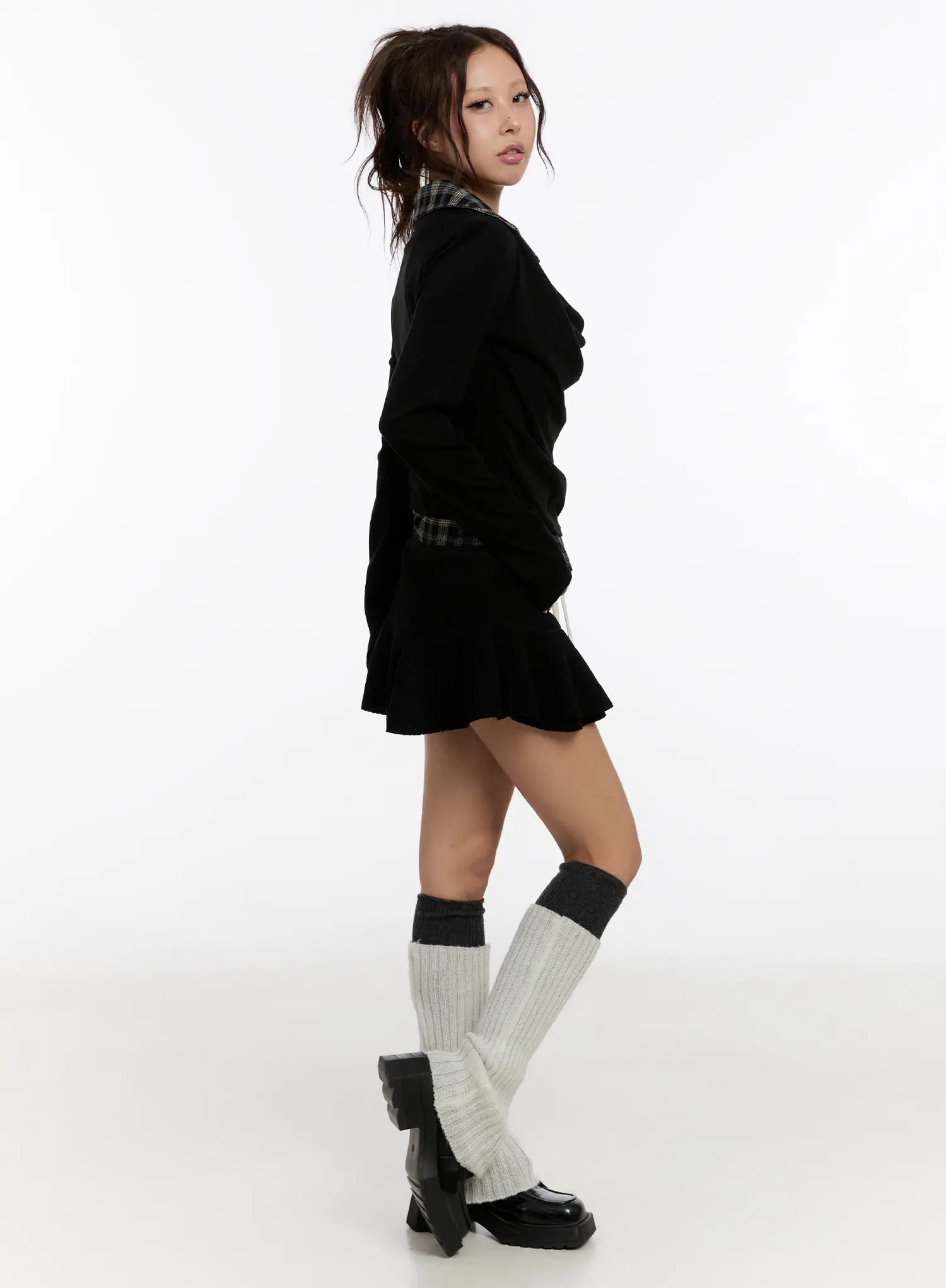 Plaid Layered Long Sleeve Top CN527 - Image 7
