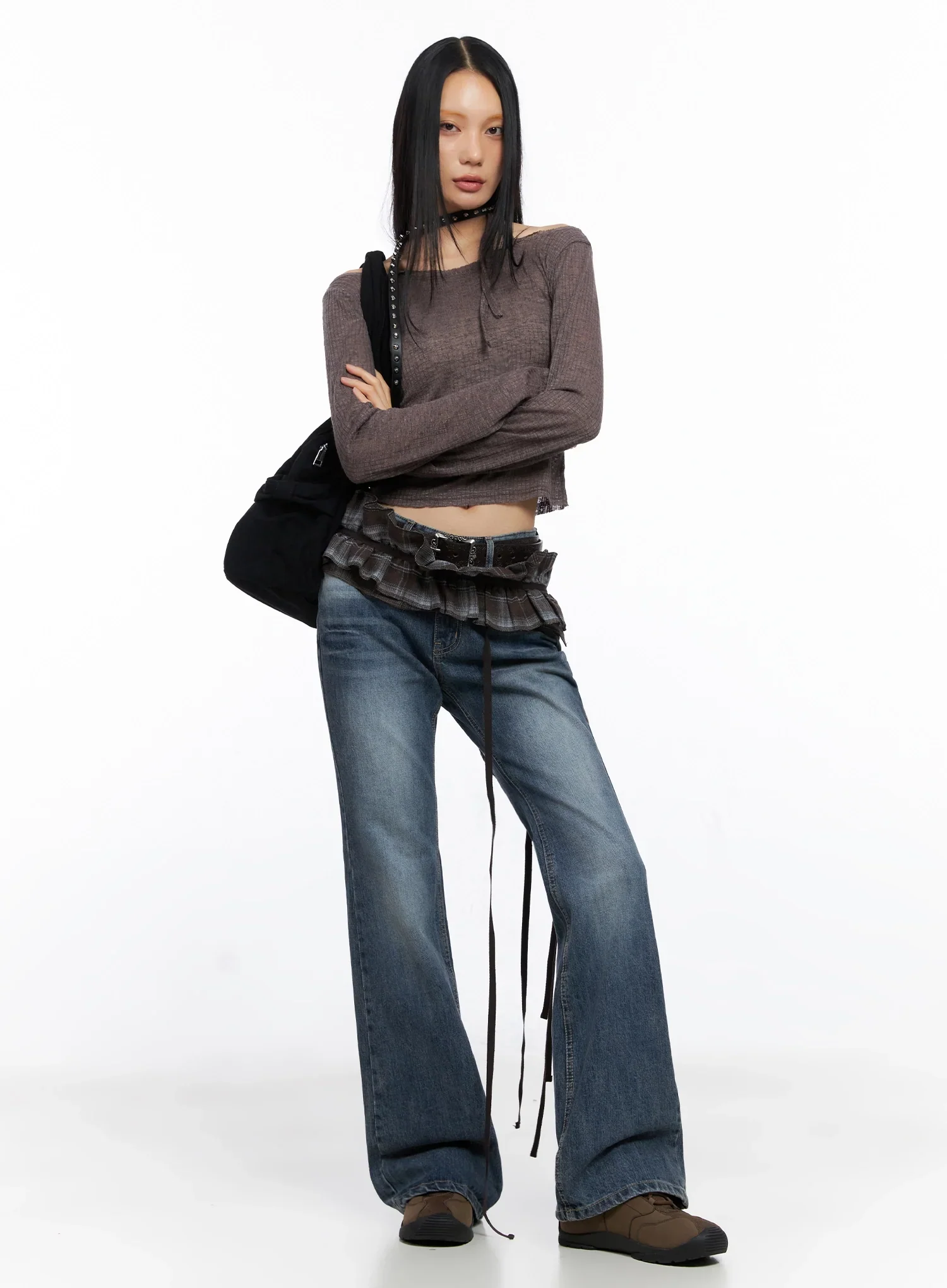 Plaid Layered Wrap Mini Skirt IO516 - Image 2