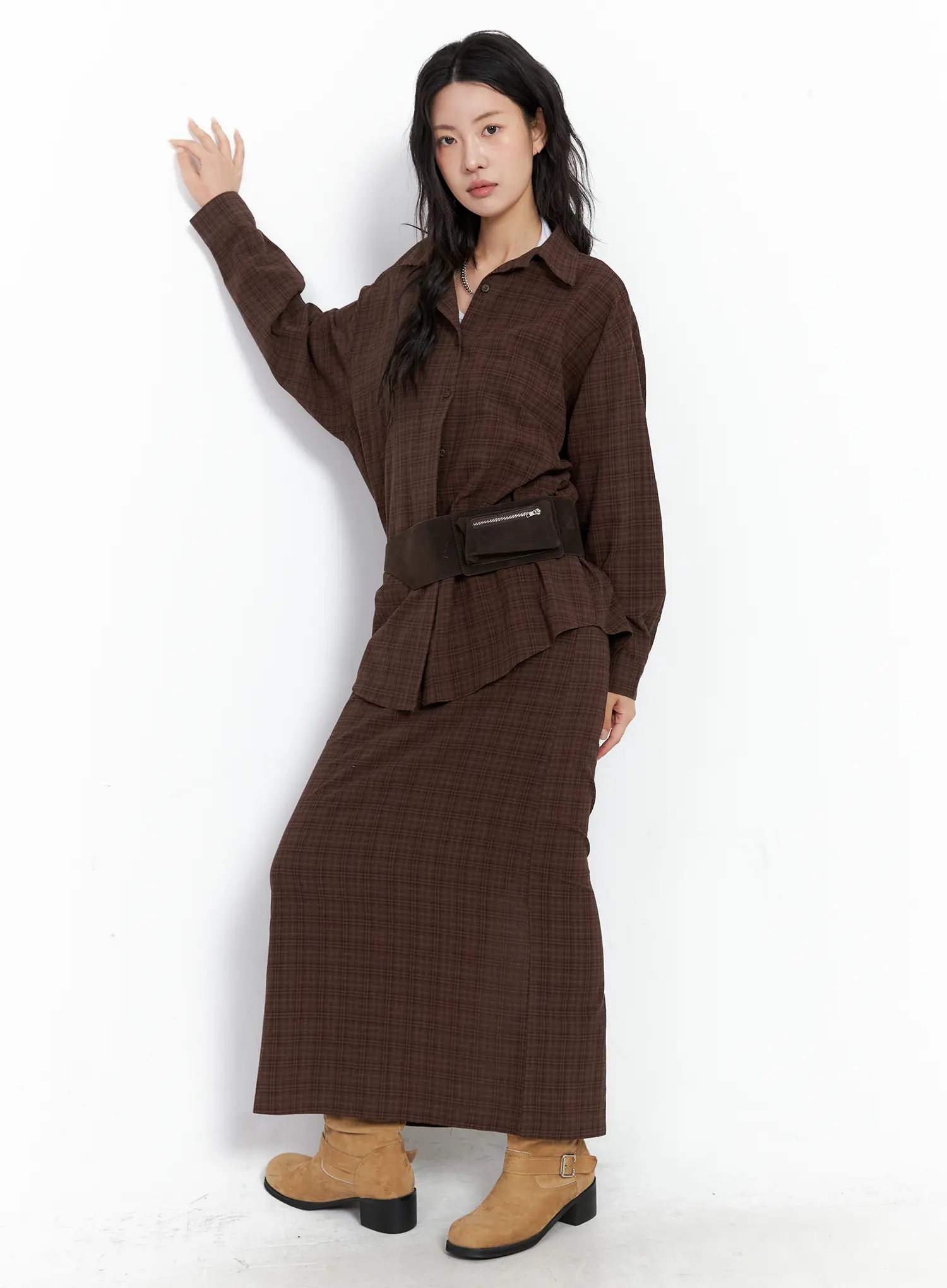 Plaid Oversized Long Sleeve Shirt CO508 - Image 2