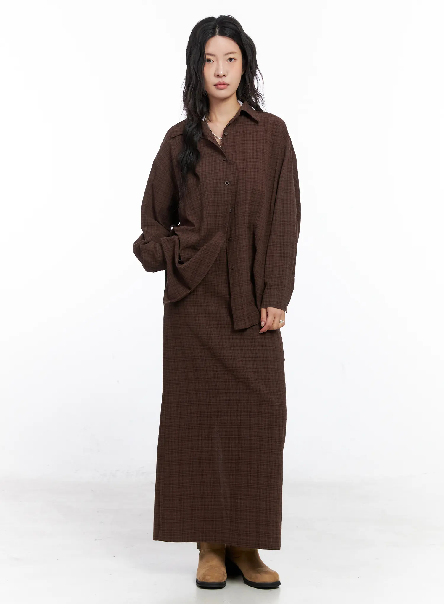 Plaid Oversized Long Sleeve Shirt CO508 - Image 4