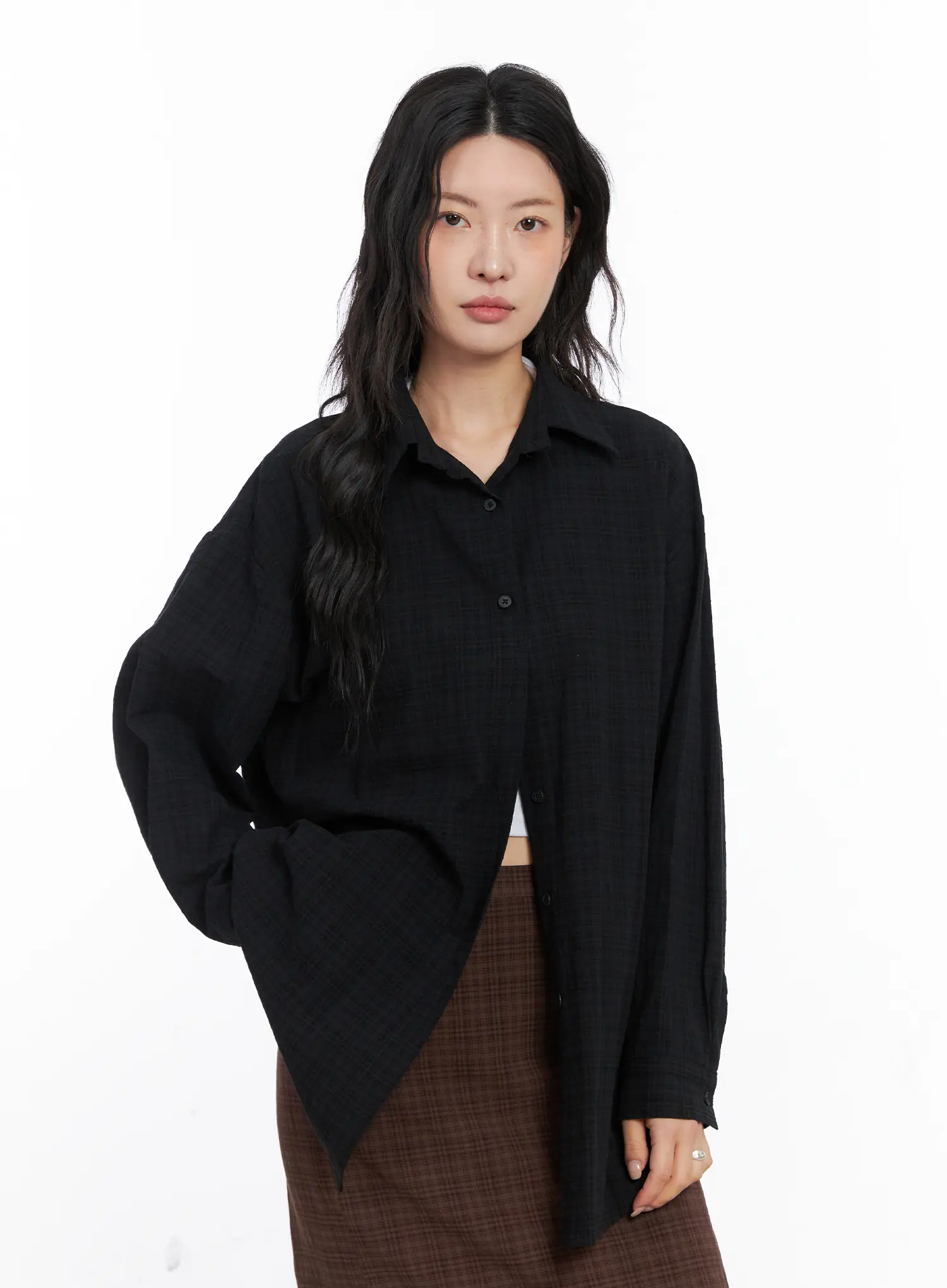 Plaid Oversized Long Sleeve Shirt CO508 - Image 8