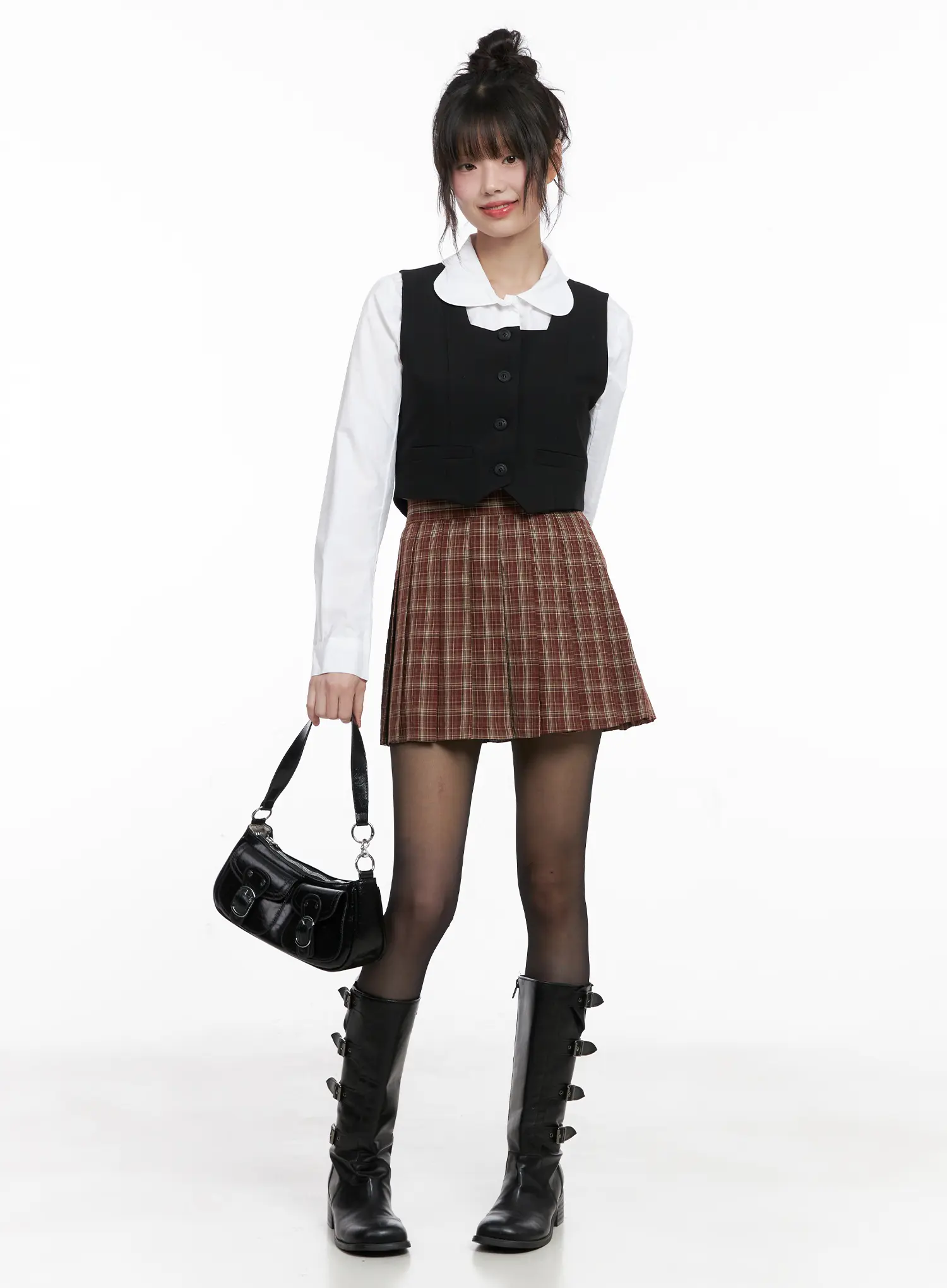 Plaid Pleated Mini Skirt CG519