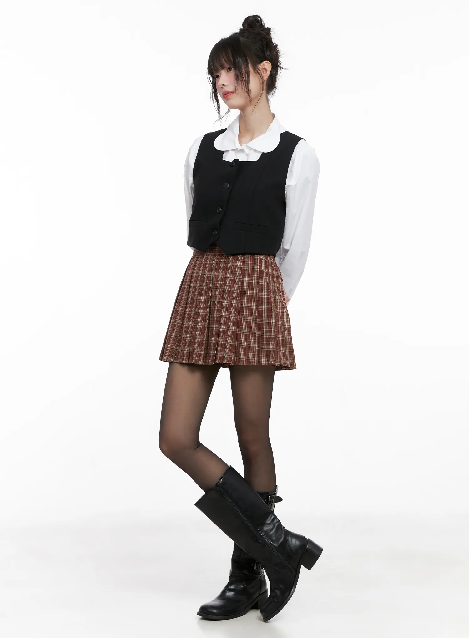 Plaid Pleated Mini Skirt CG519 - Image 6