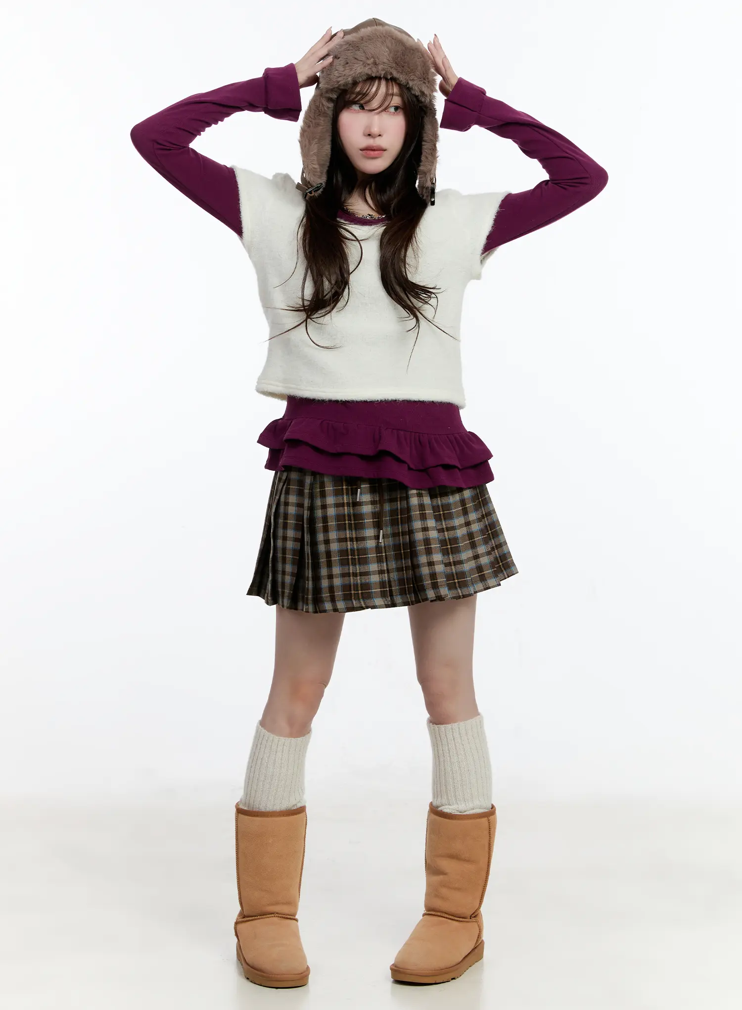 Plaid Pleated Mini Skirt CN525 - Image 2
