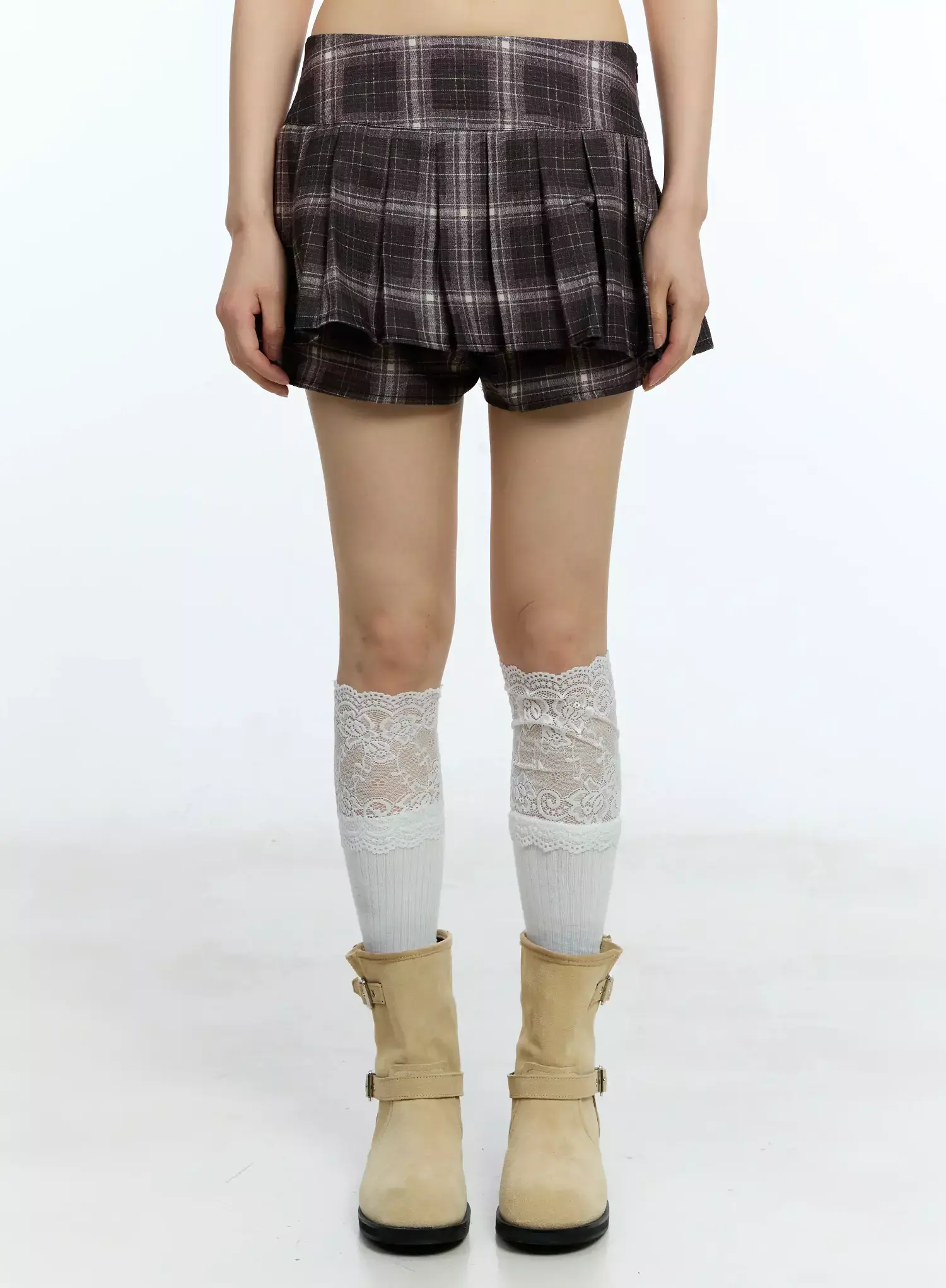 Plaid Pleated Mini Skirt IU524 - Image 5