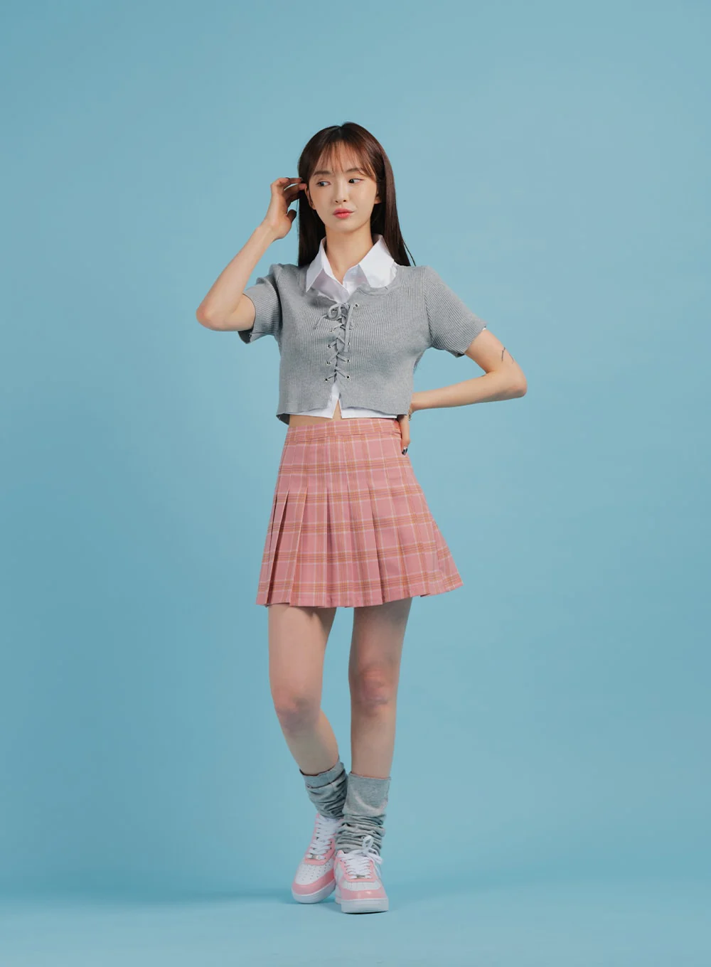 Plaid Pleated Tennis Skirt BA27 - Image 2