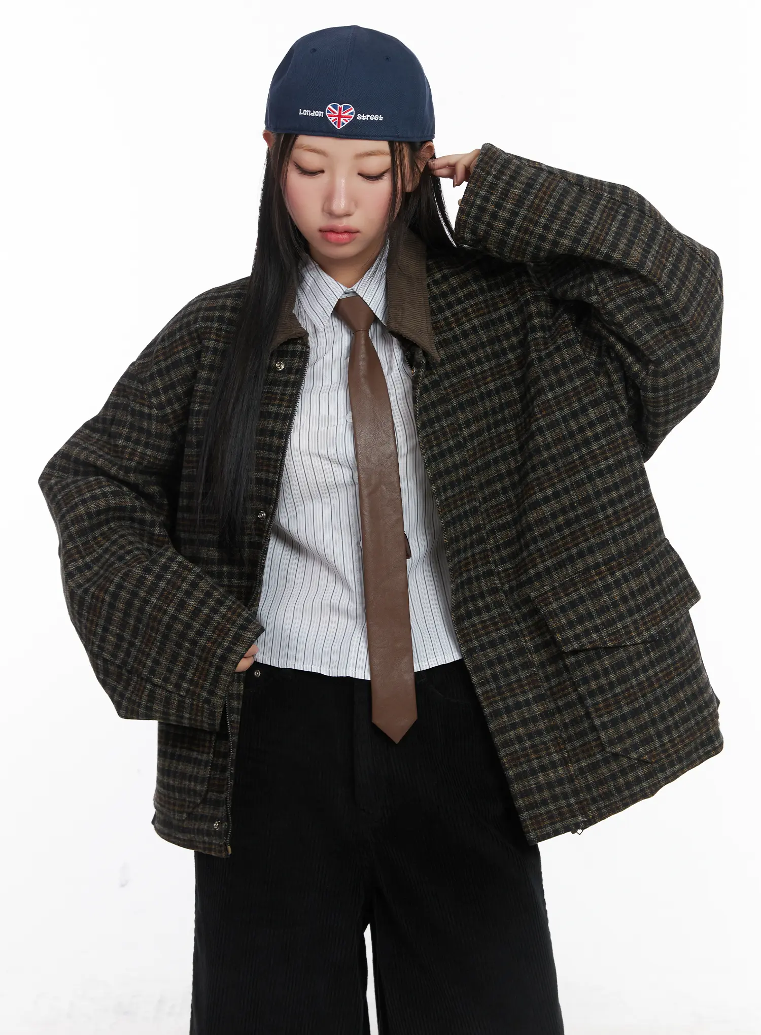 Plaid Pocket Collar Jacket CD529