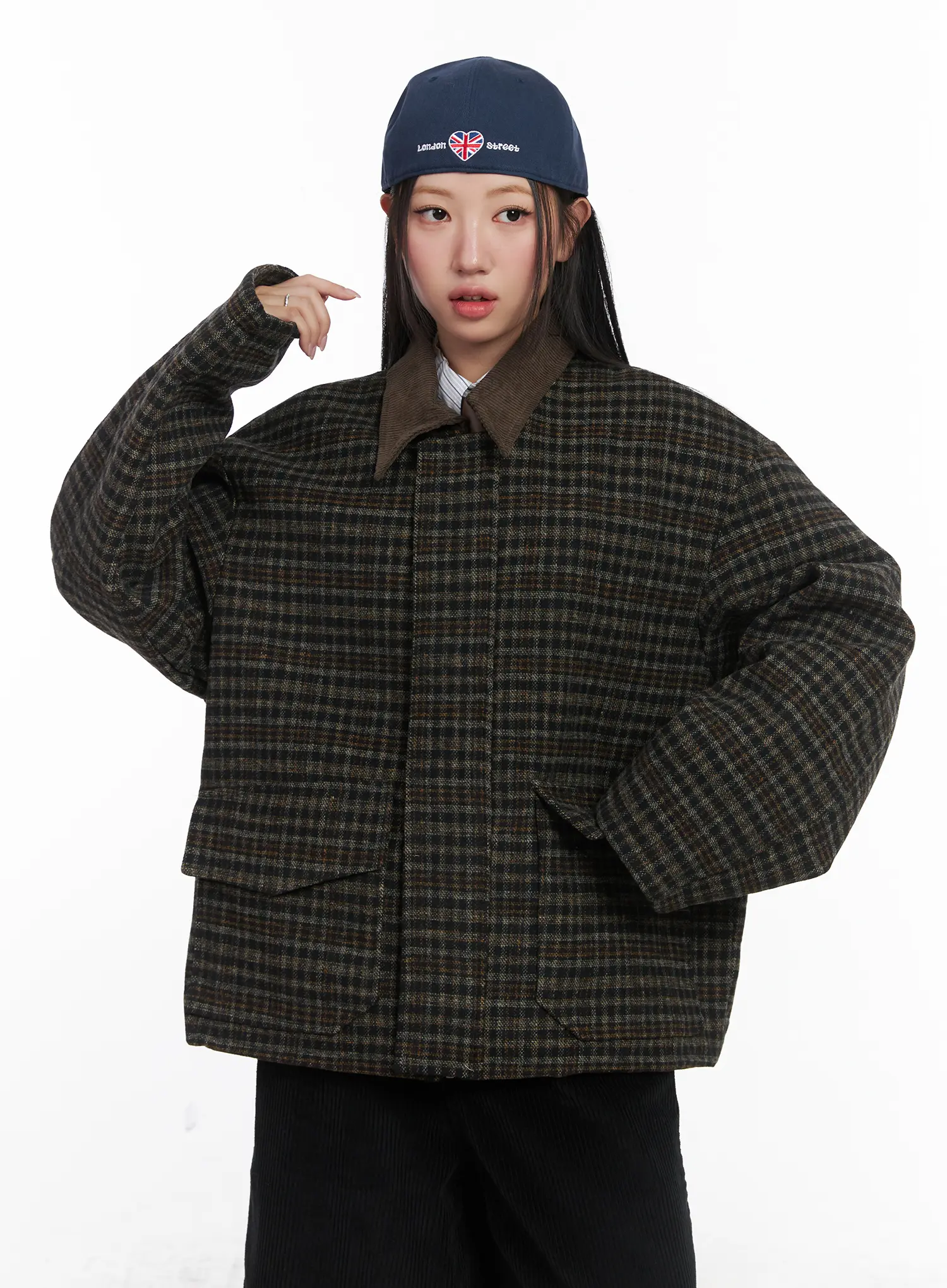 Plaid Pocket Collar Jacket CD529 - Image 8