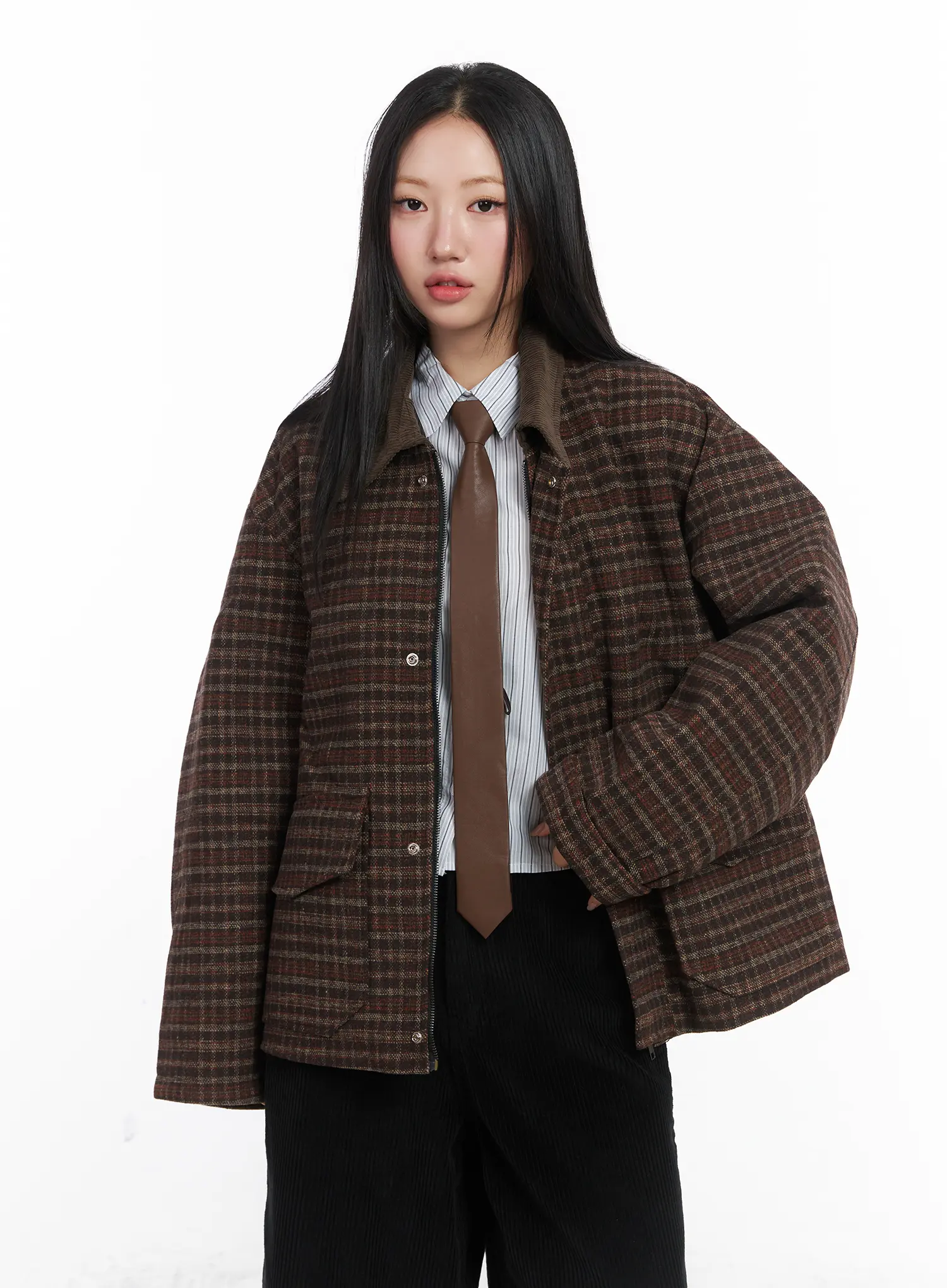 Plaid Pocket Collar Jacket CD529 - Image 9