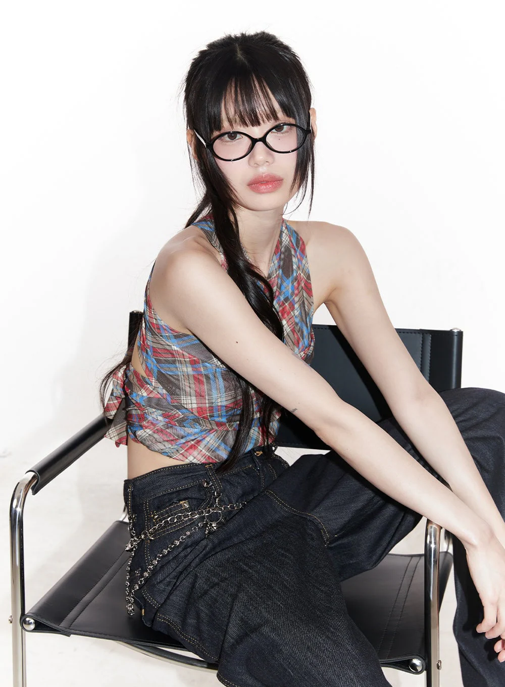 Plaid Print Halter Top CY520 - Image 6