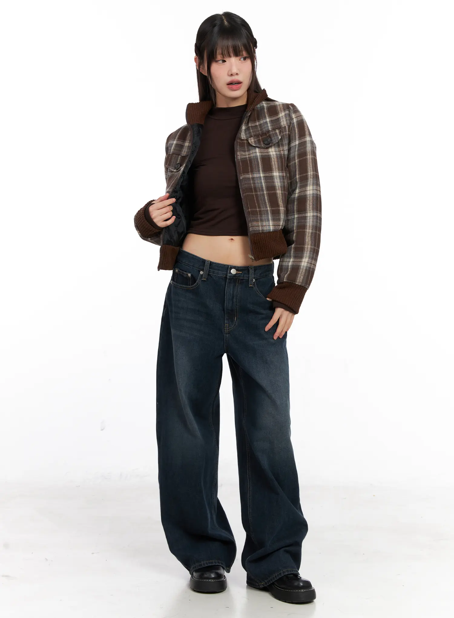 Plaid Quilted Bomber Jacket CN520 - Image 3