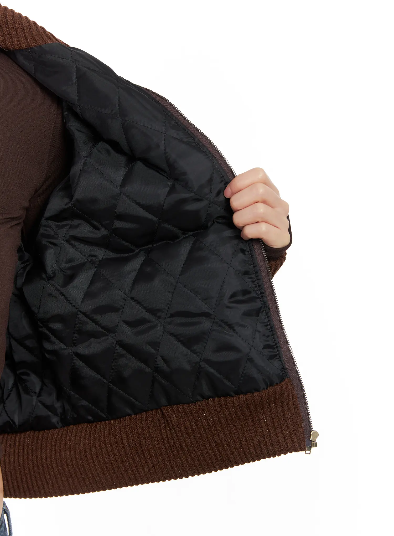 Plaid Quilted Bomber Jacket CN520 - Image 7
