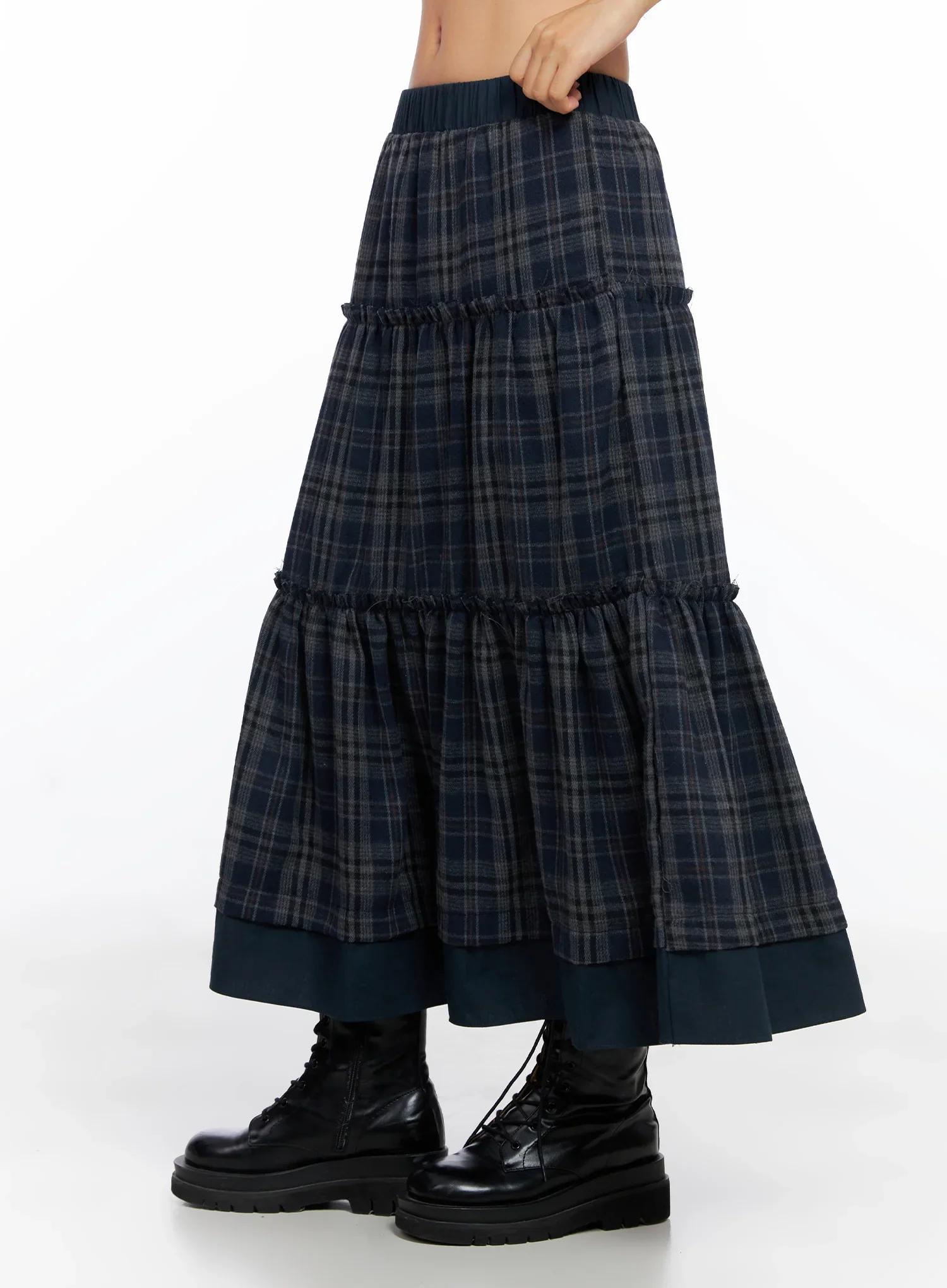 Plaid Tiered Maxi Skirt CO515 - Image 4