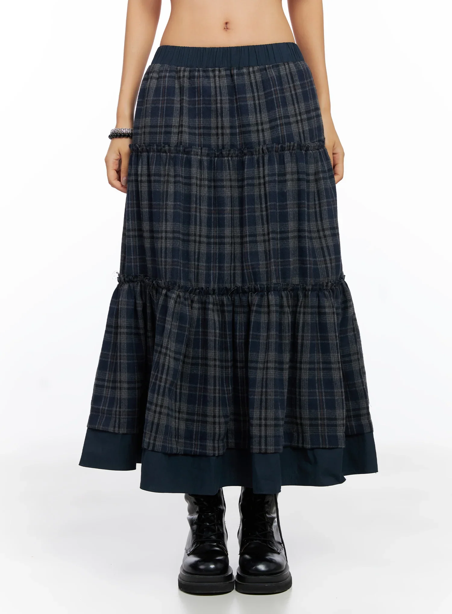 Plaid Tiered Maxi Skirt CO515 - Image 8