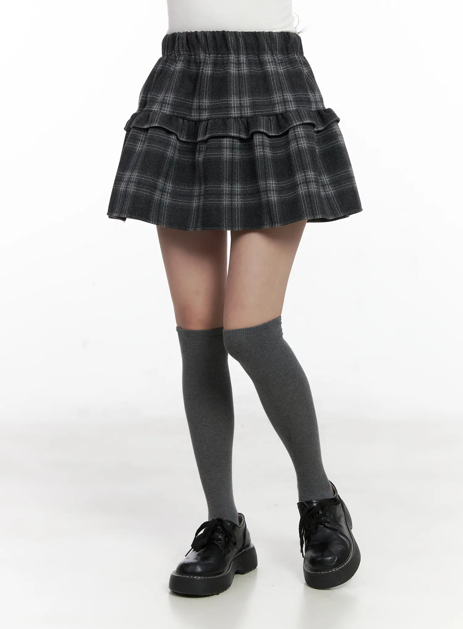 Plaid Tiered Mini Skirt CN527