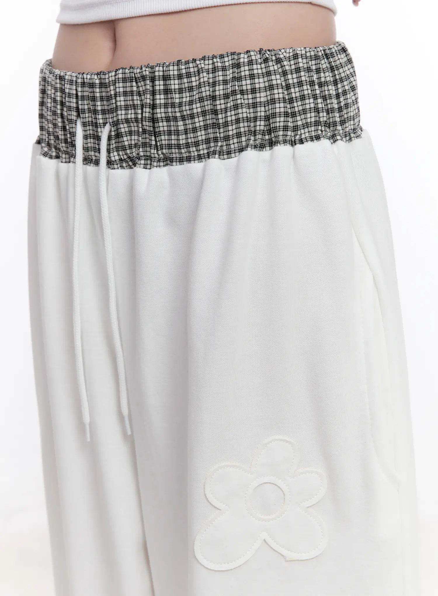 Plaid Waist Wide Leg Sweatpants CS530 - Image 3