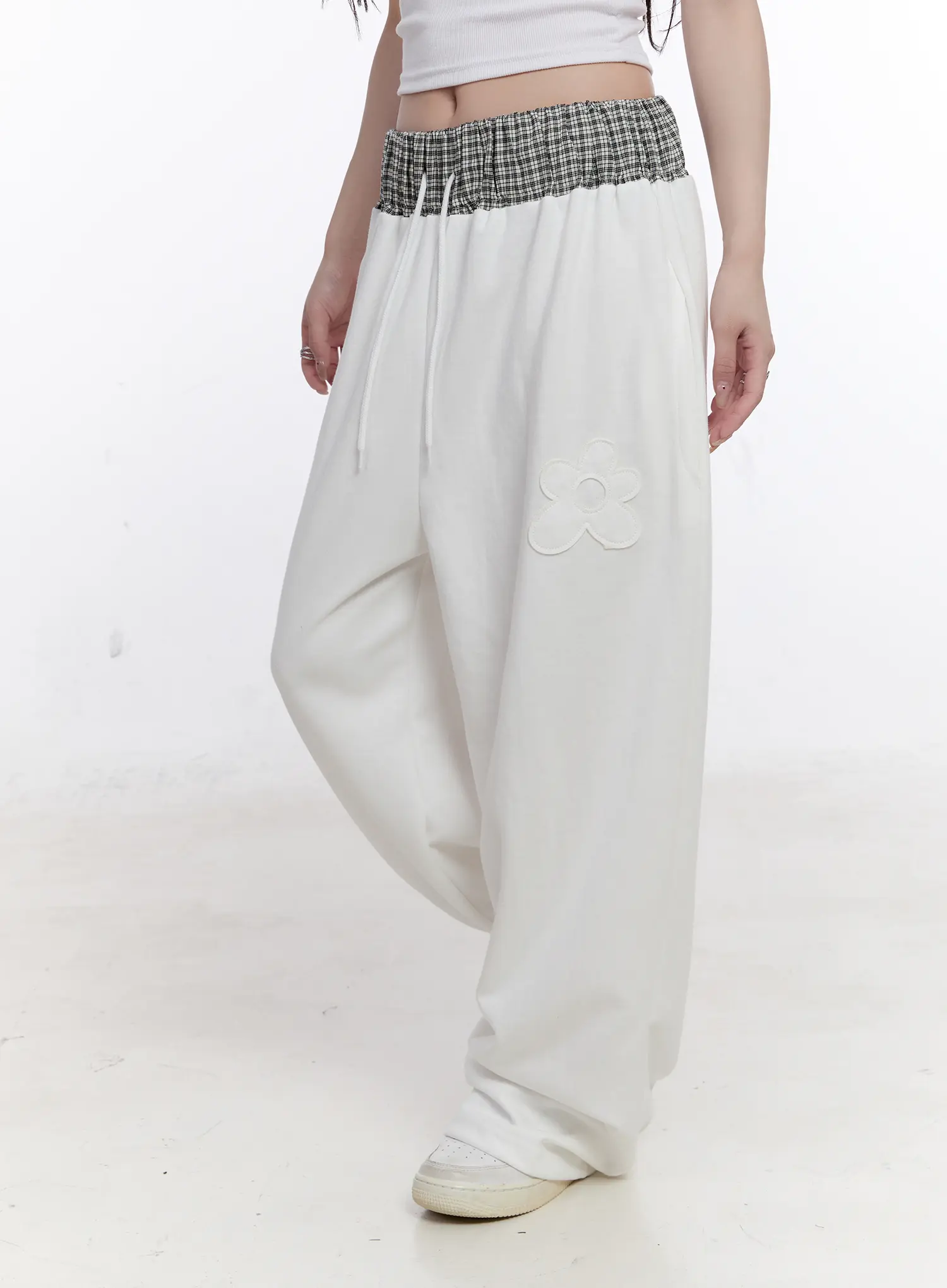 Plaid Waist Wide Leg Sweatpants CS530 - Image 5