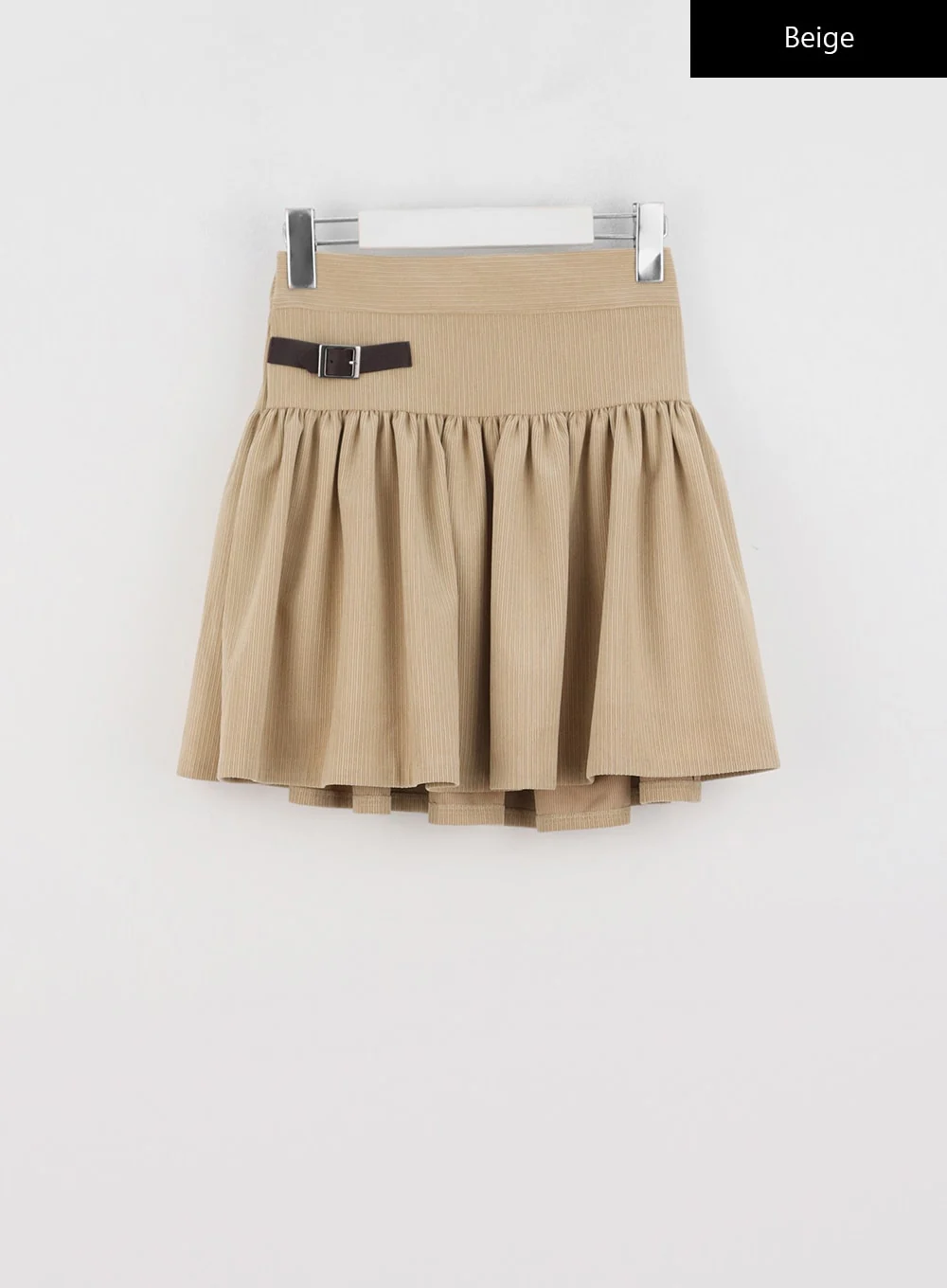 Pleated Corduroy Skirt with Buckle IO324 - Image 11