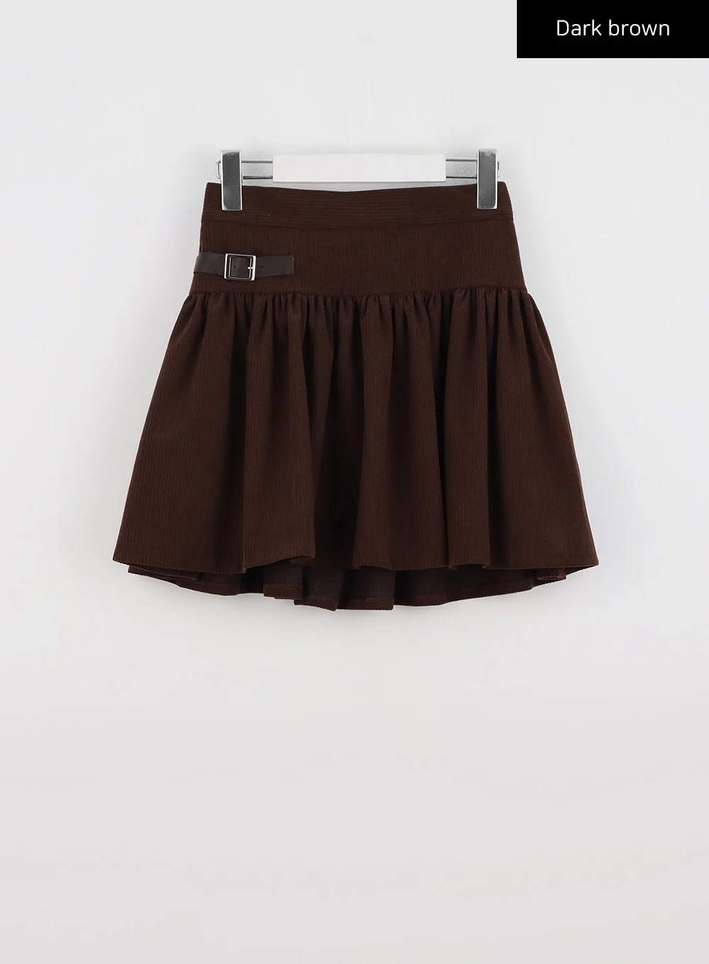 Pleated Corduroy Skirt with Buckle IO324 - Image 8