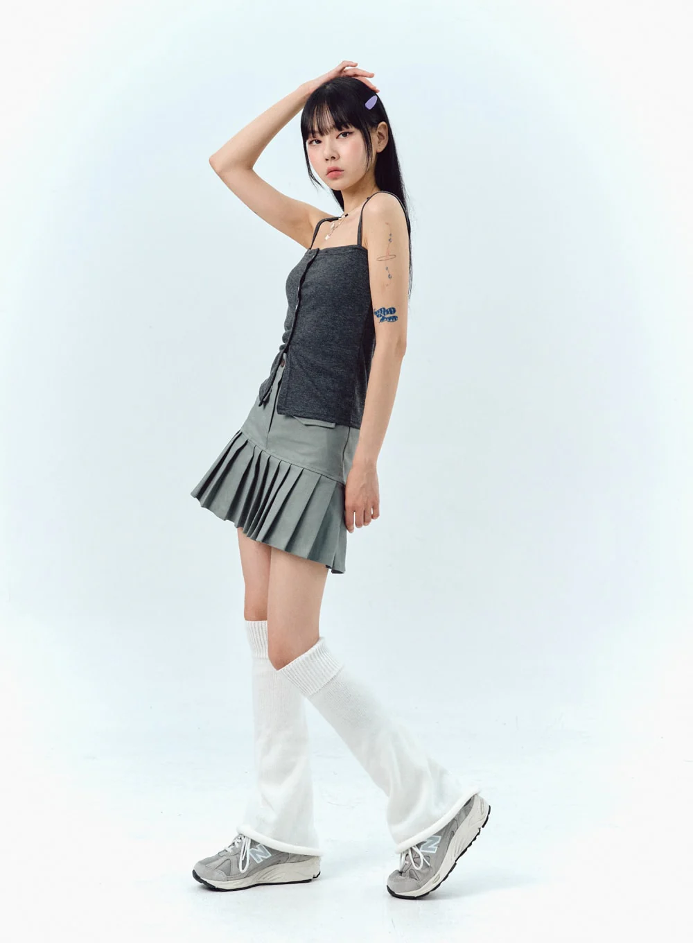 Pleated Cotton Mini Skirt IG303 - Image 12