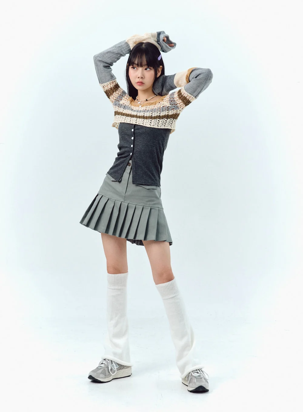 Pleated Cotton Mini Skirt IG303 - Image 2