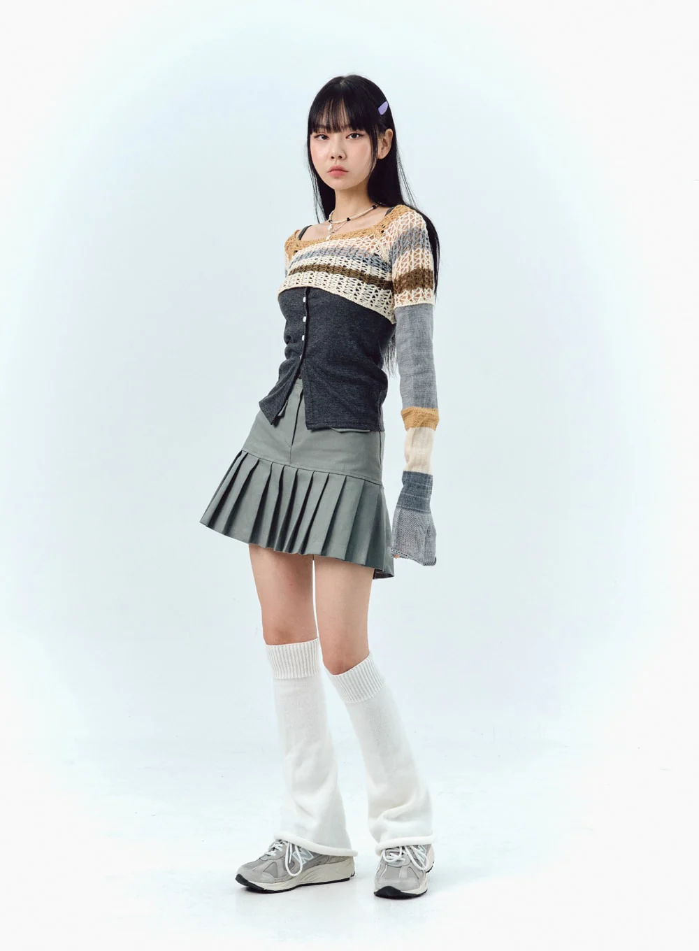 Pleated Cotton Mini Skirt IG303 - Image 3