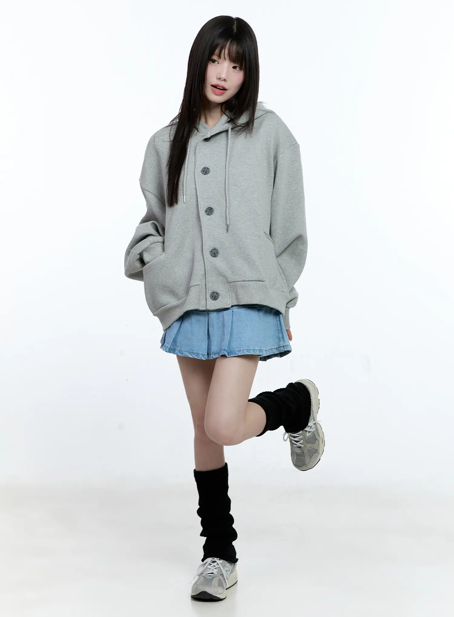 Pleated Denim Mini Skort CG511 - Image 10