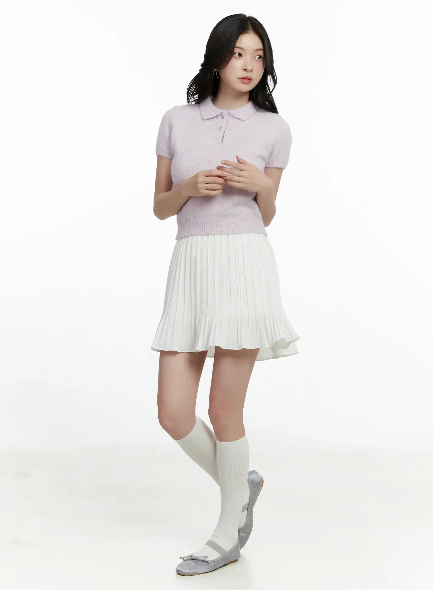 Pleated Flare Mini Skirt F502 - Image 5