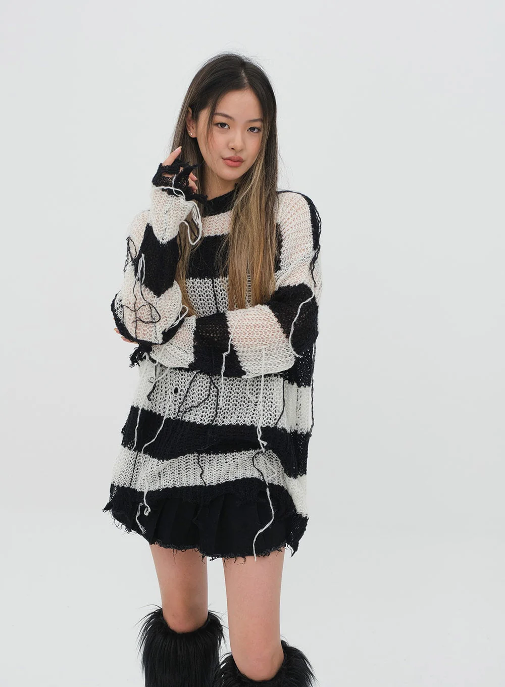 Pleated Hem Denim Skirt - Image 14