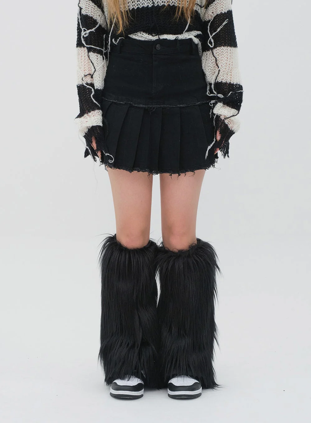 Pleated Hem Denim Skirt - Image 2